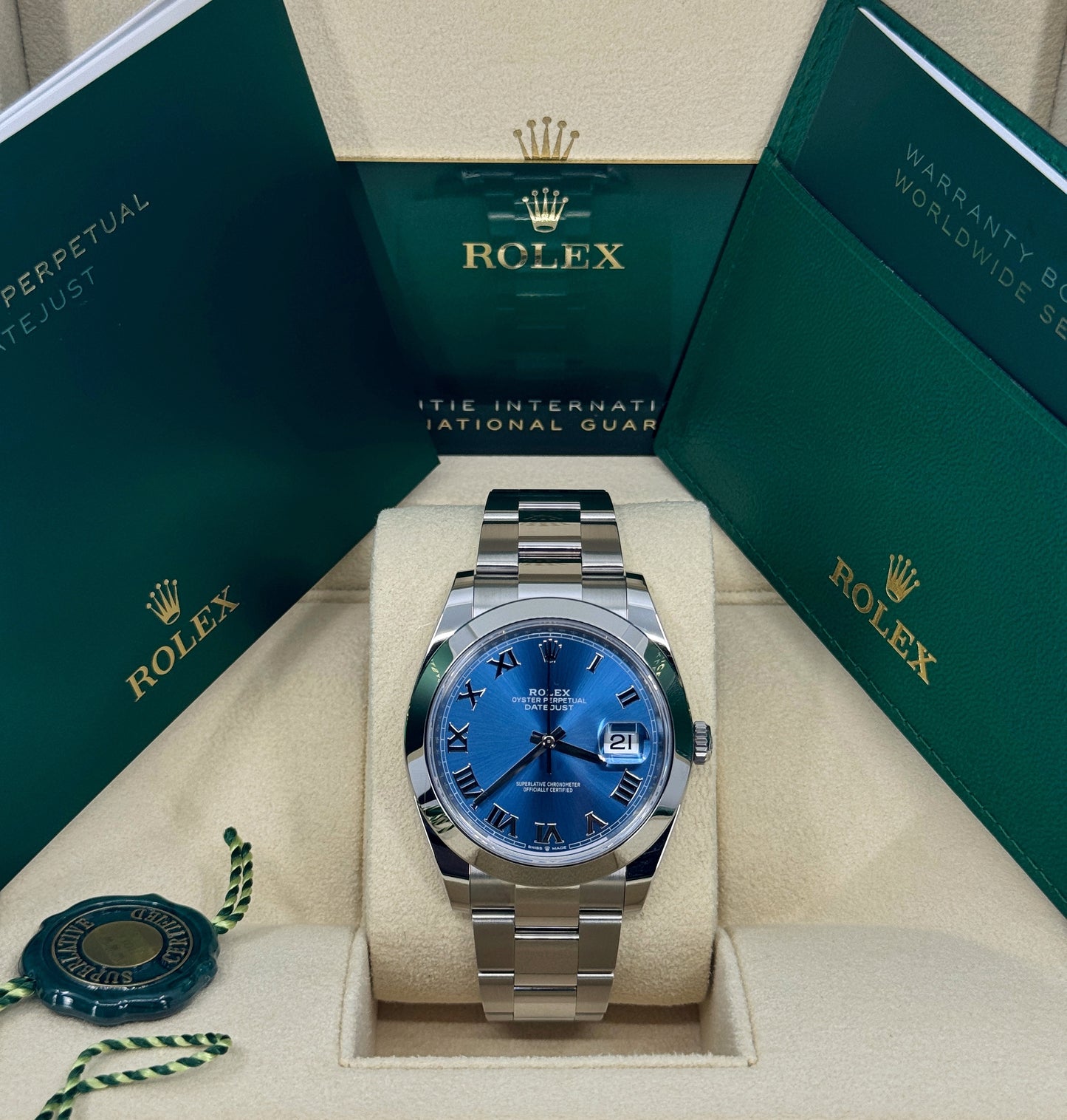 Pre-owned Rolex Datejust 41mm, Stainless Steel, Blue Roman, Oyster, Ref# 126300-0017, dated 2024