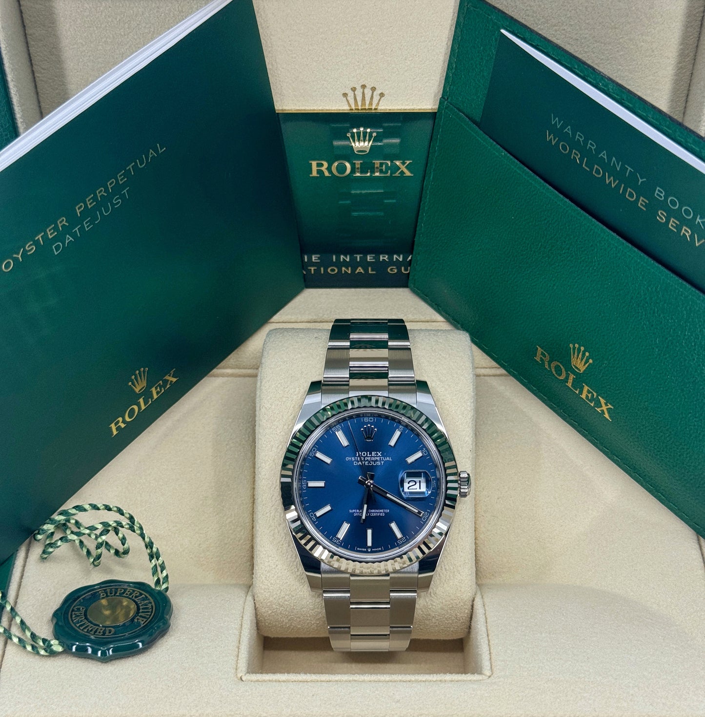 Pre-owned Rolex Datejust 41mm, Stainless Steel, Blue, Oyster, Ref# 126334-0001, dated 2024