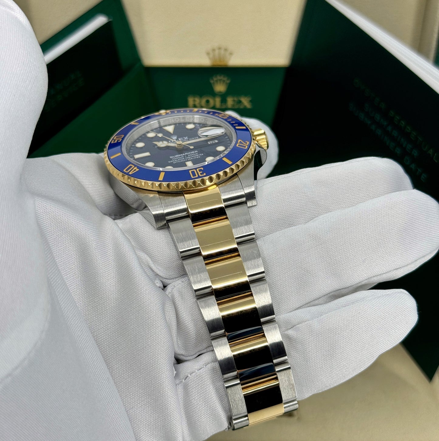 Rolex Submariner 41mm, Date, 18k YG & Stainless Steel, Blue, Ref# 126613LB, dated 2025
