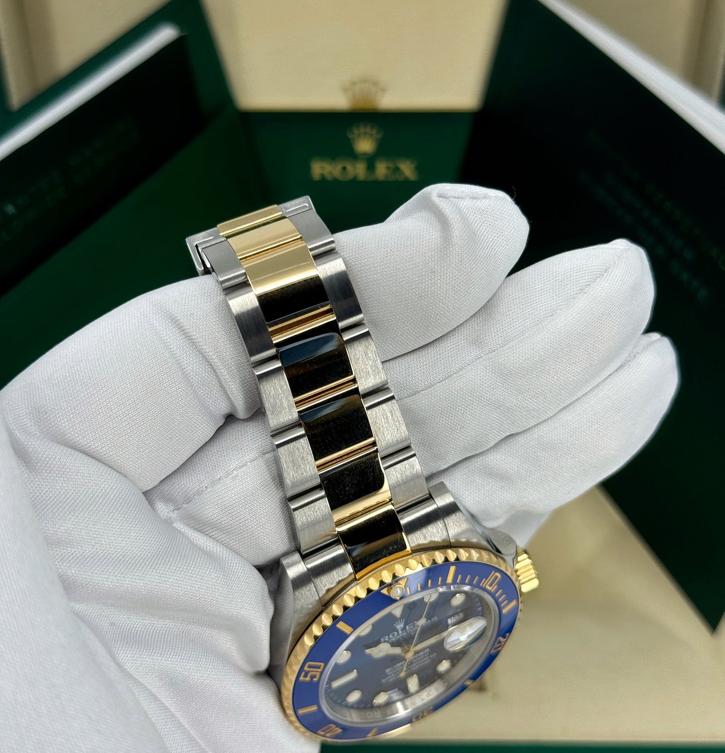 Rolex Submariner 41mm, Date, 18k YG & Stainless Steel, Blue, Ref# 126613LB, dated 2025