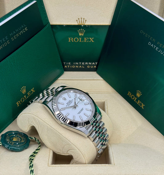 Rolex Datejust 41mm, Stainless Steel, White, Jubilee, Ref# 126334-0010, dated 2025