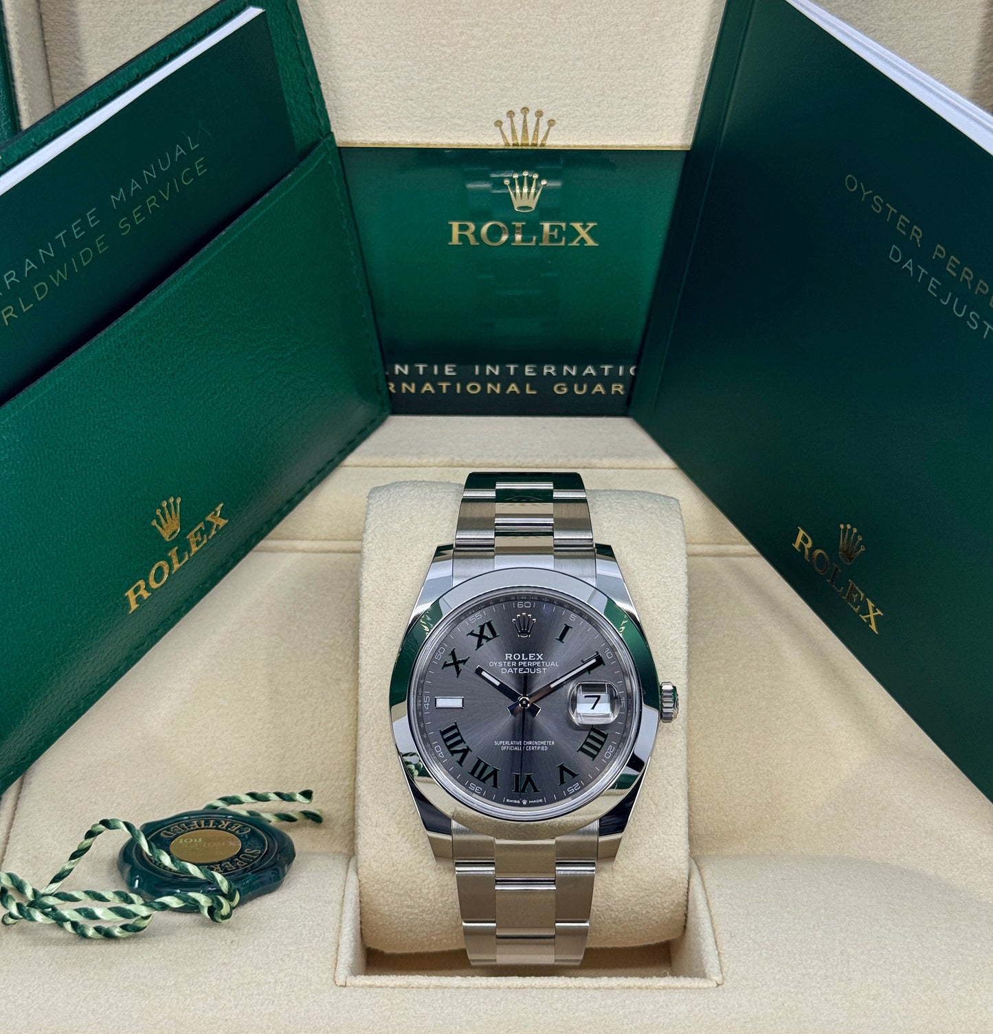 Rolex Datejust 41mm, Stainless Steel, Wimbledon, Slate, Oyster, Ref# 126300-0013, dated 2025