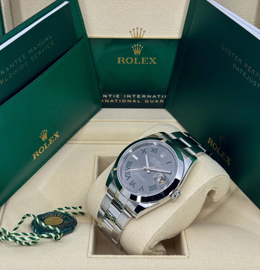 Rolex Datejust 41mm, Stainless Steel, Wimbledon, Slate, Oyster, Ref# 126300-0013, dated 2025