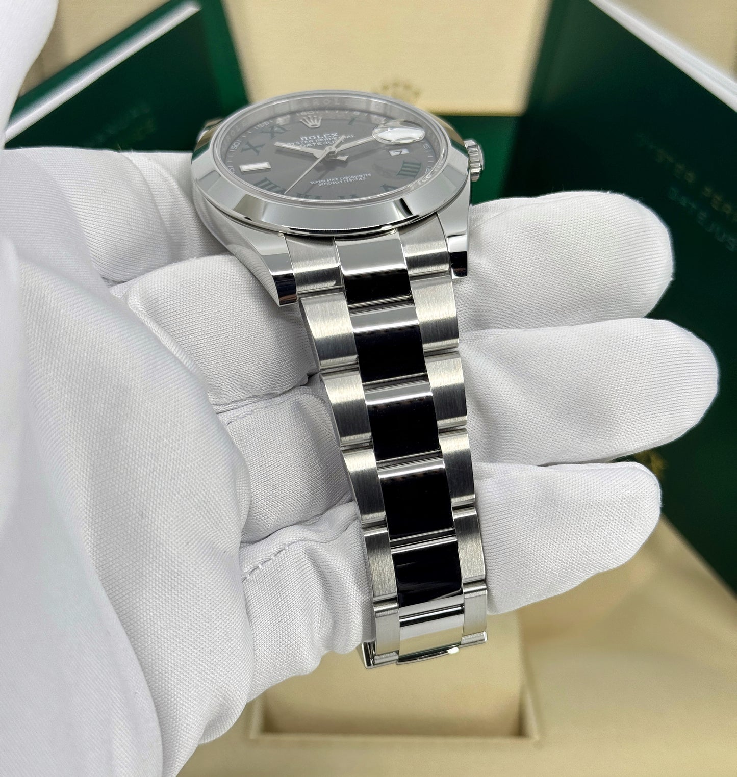 Rolex Datejust 41mm, Stainless Steel, Wimbledon, Slate, Oyster, Ref# 126300-0013, dated 2025