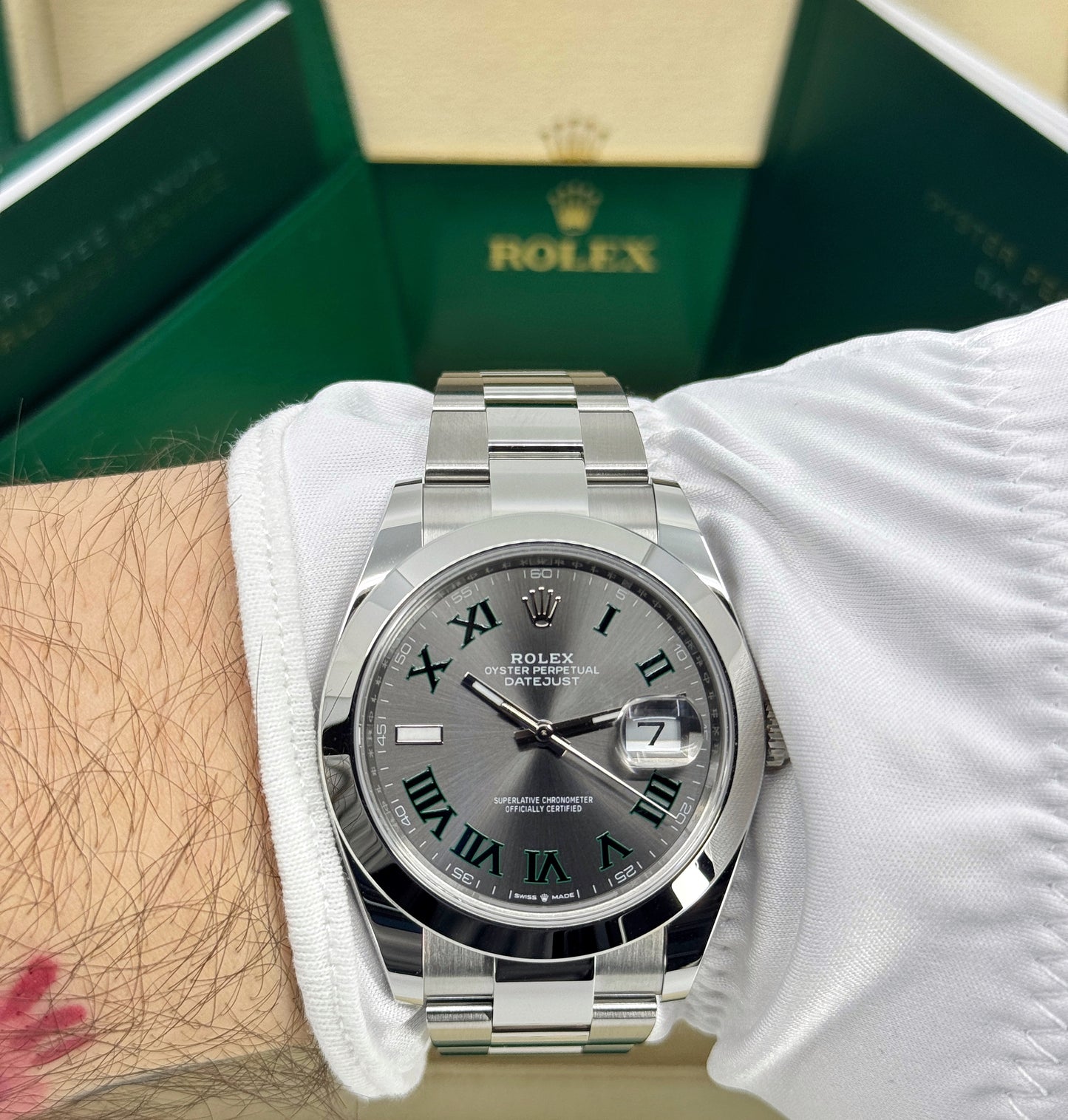 Rolex Datejust 41mm, Stainless Steel, Wimbledon, Slate, Oyster, Ref# 126300-0013, dated 2025
