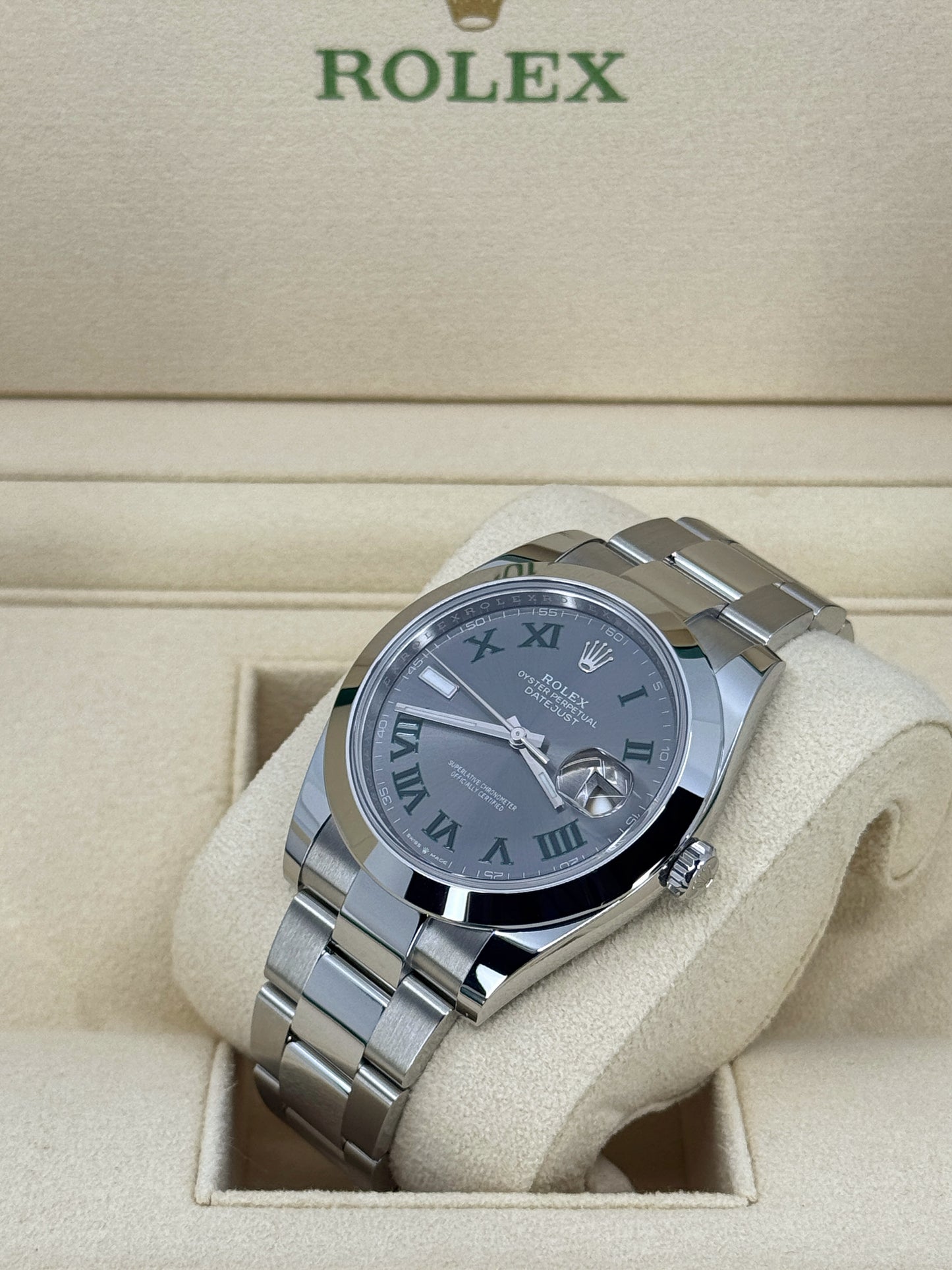 Pre-owned Rolex Datejust 41mm, Stainless Steel, Wimbledon, Slate, Oyster, Ref# 126300-0013, dated 2024