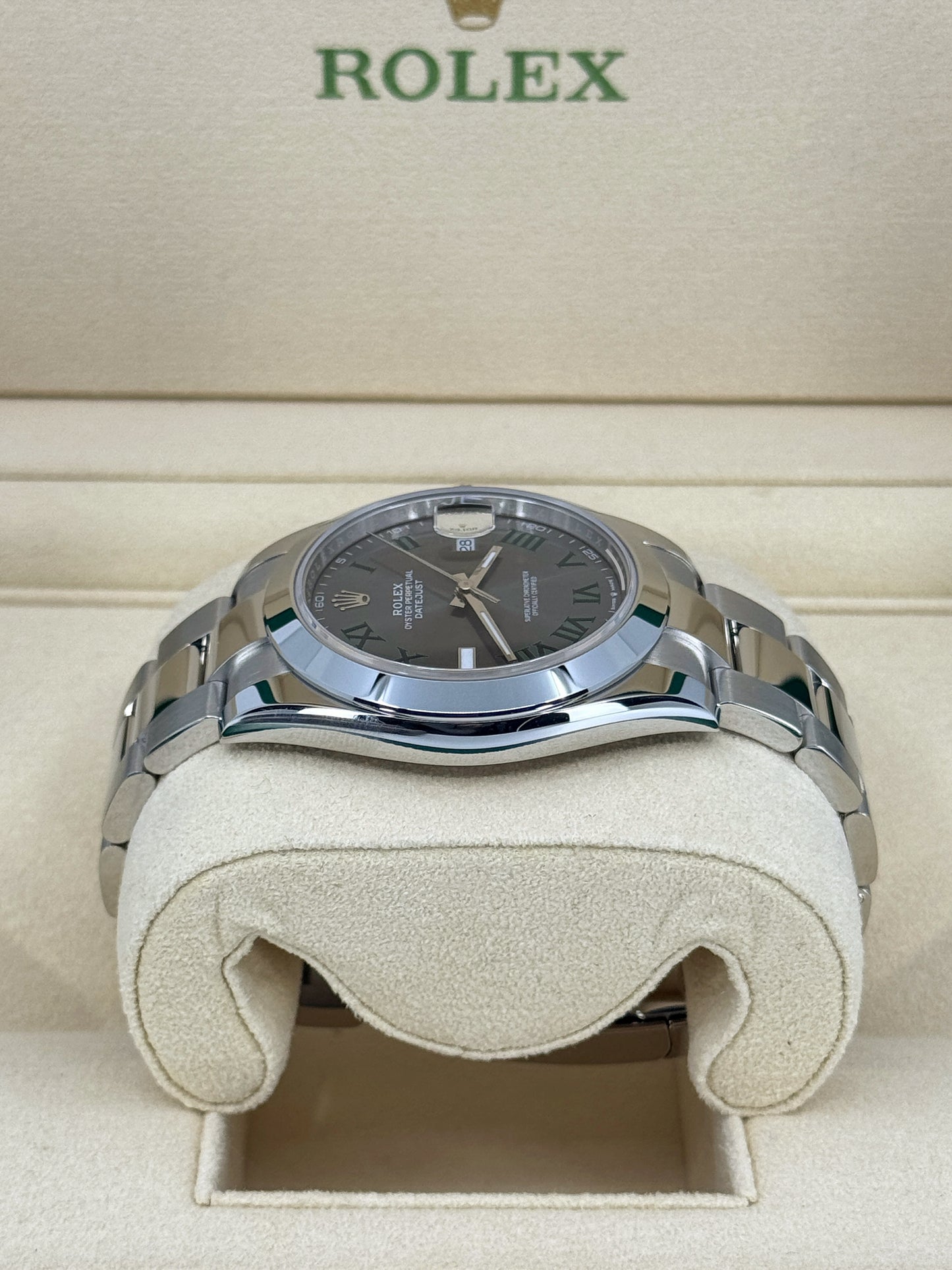 Pre-owned Rolex Datejust 41mm, Stainless Steel, Wimbledon, Slate, Oyster, Ref# 126300-0013, dated 2024