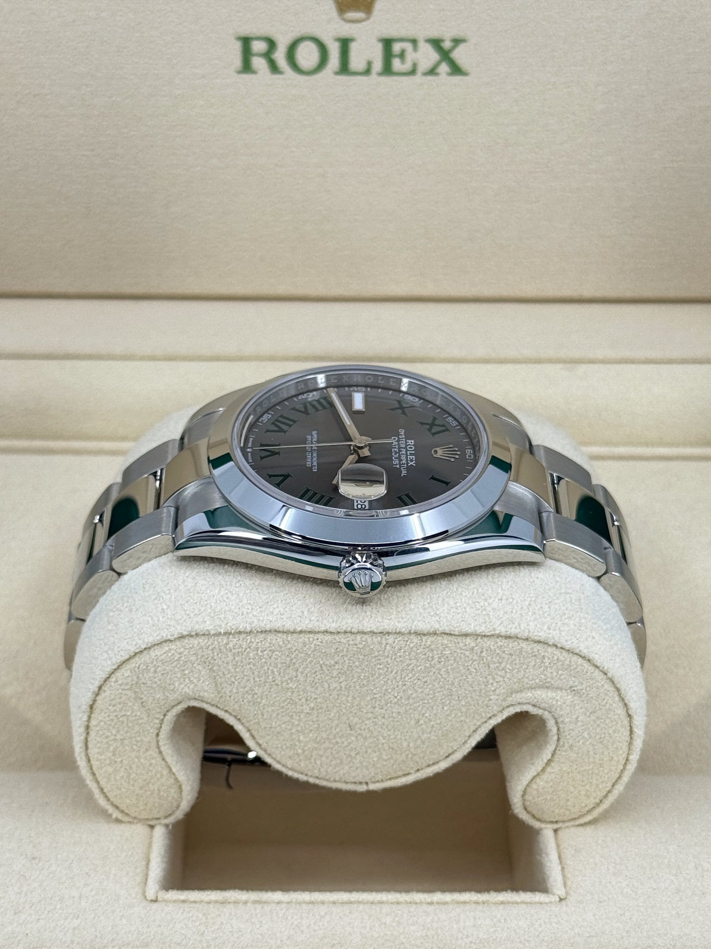 Pre-owned Rolex Datejust 41mm, Stainless Steel, Wimbledon, Slate, Oyster, Ref# 126300-0013, dated 2024