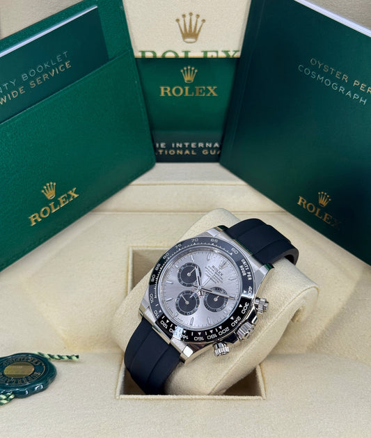 Rolex Daytona 40mm, 18k WG & Oysterflex, Ghost, Steel & Black, Ref# 126519LN-0006, dated 2025