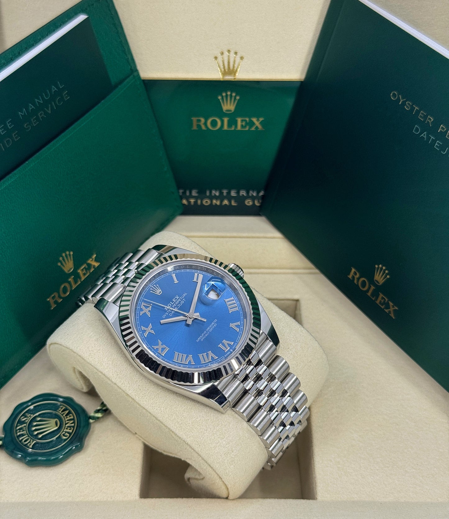 Rolex Datejust 41mm, Stainless Steel, Blue Roman, Jubilee, Ref# 126334-0026, dated 2025