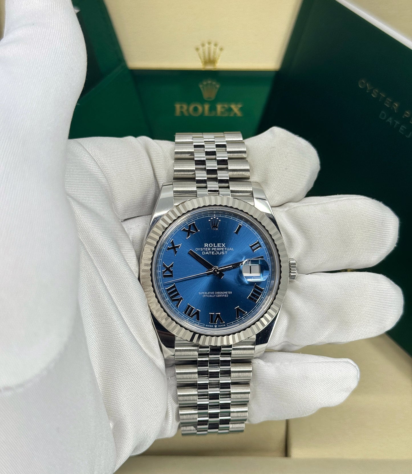 Rolex Datejust 41mm, Stainless Steel, Blue Roman, Jubilee, Ref# 126334-0026, dated 2025