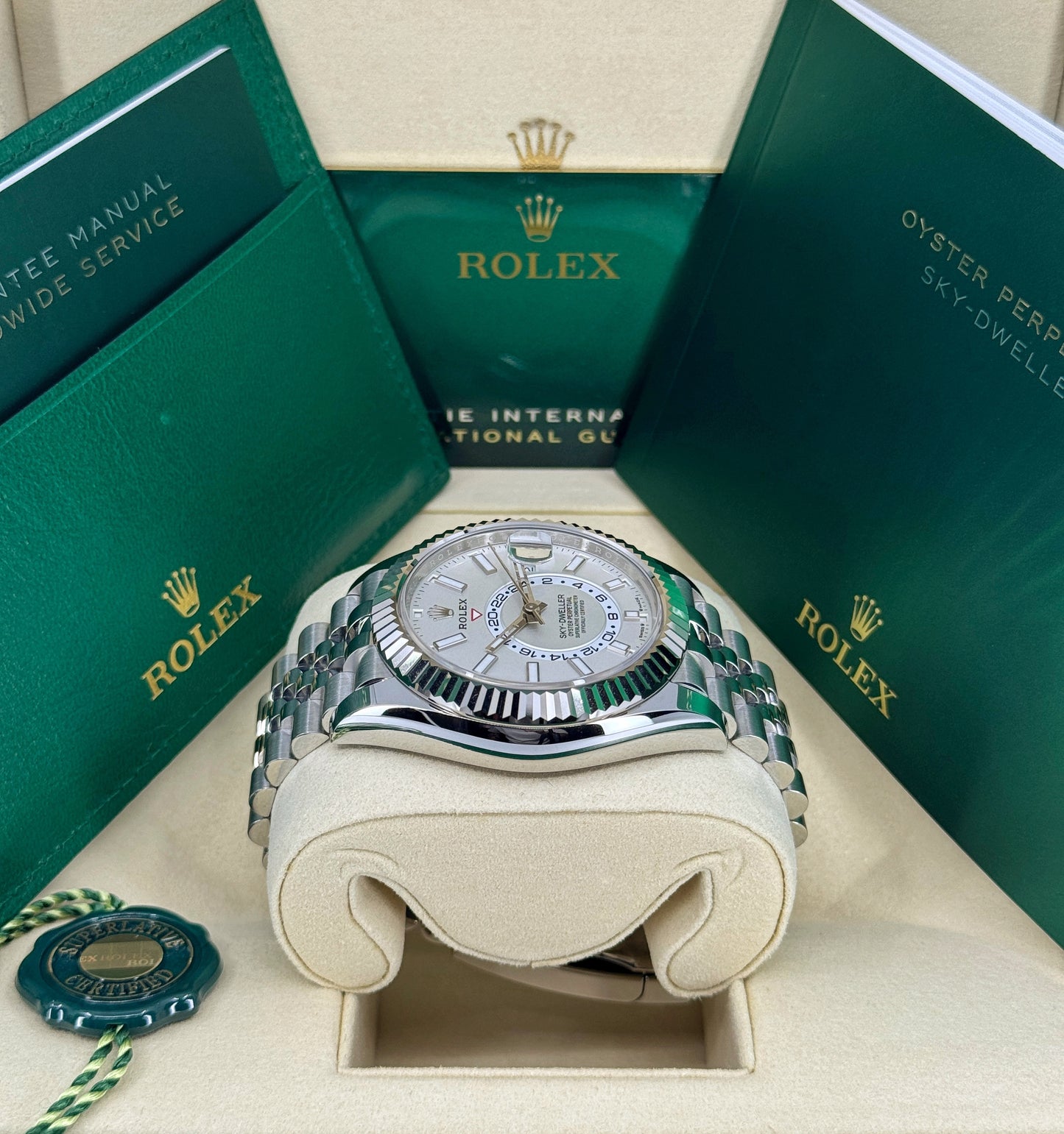 Rolex Sky-Dweller 42mm, 18k WG & Stainless Steel, White, Jubilee, Ref# 336934-0004, dated 2025