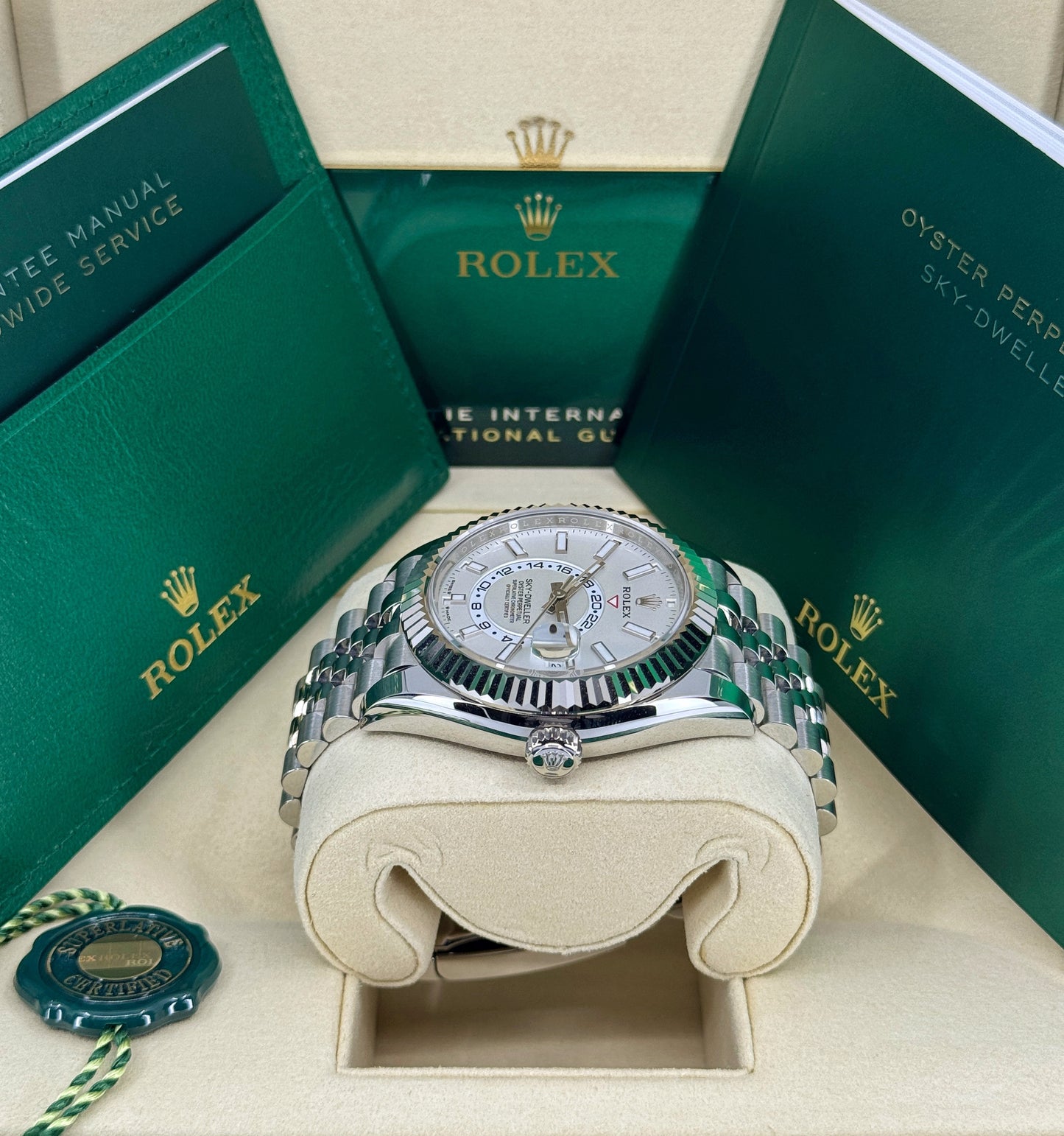 Rolex Sky-Dweller 42mm, 18k WG & Stainless Steel, White, Jubilee, Ref# 336934-0004, dated 2025