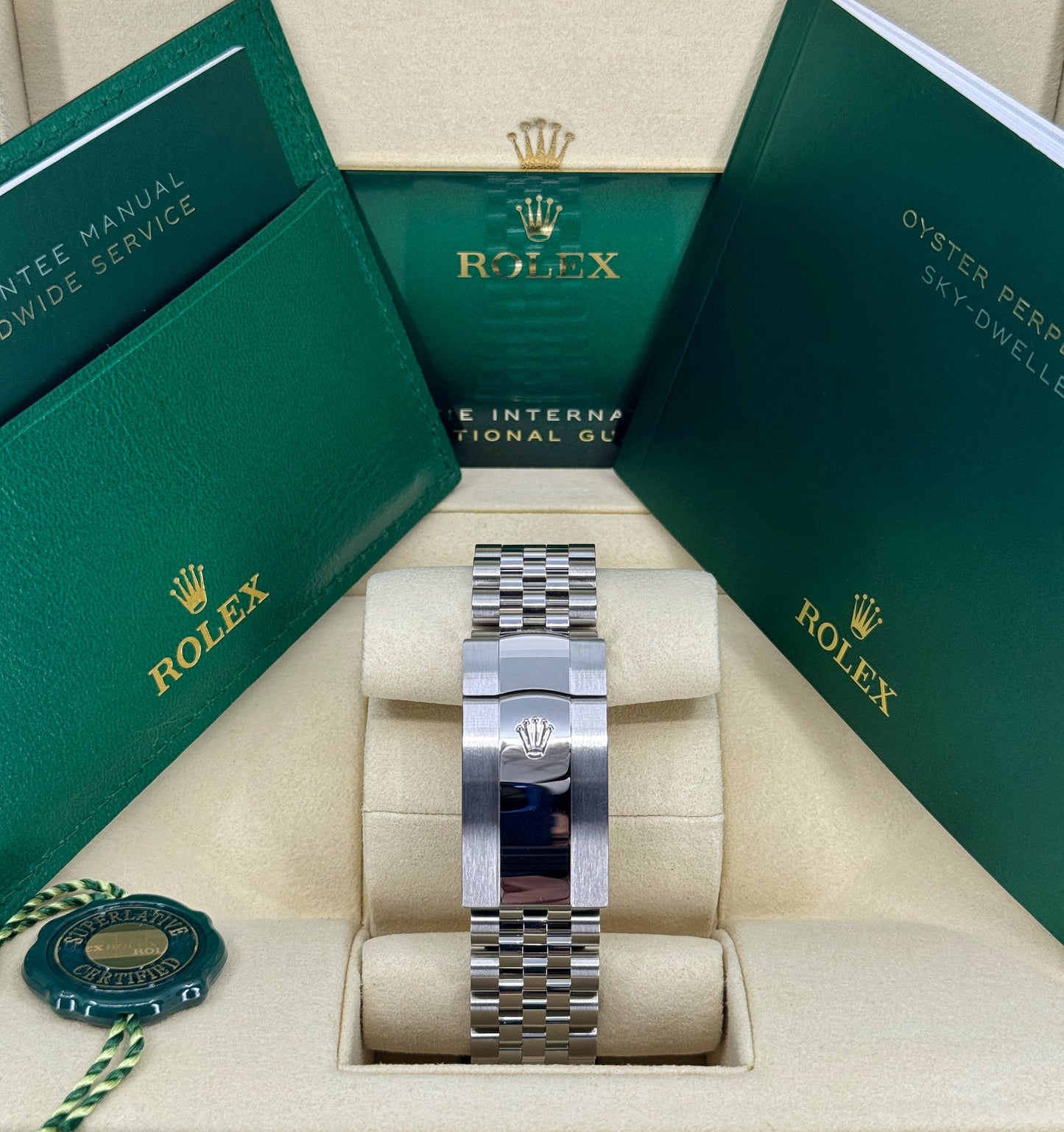 Rolex Sky-Dweller 42mm, 18k WG & Stainless Steel, White, Jubilee, Ref# 336934-0004, dated 2025
