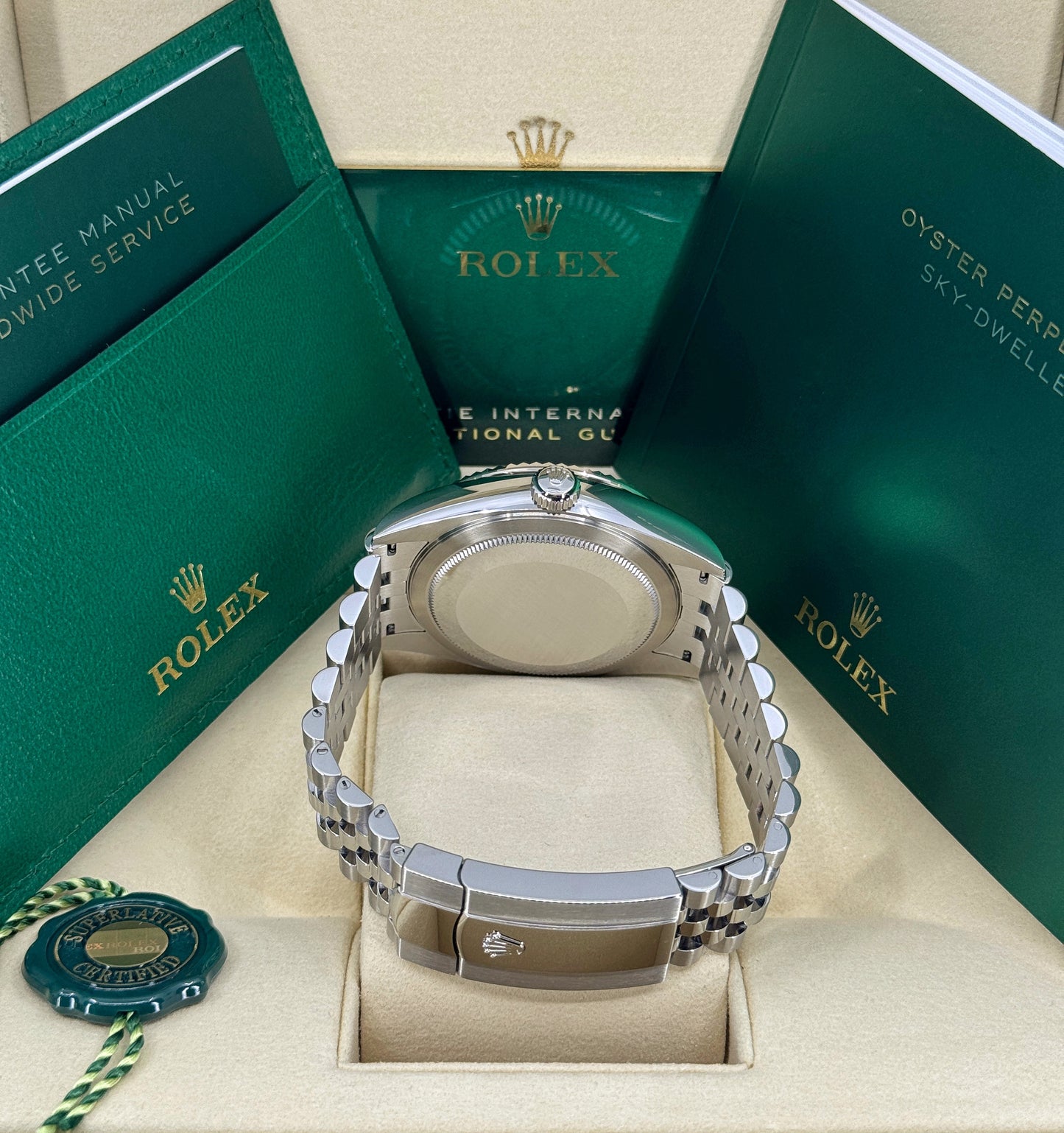 Rolex Sky-Dweller 42mm, 18k WG & Stainless Steel, White, Jubilee, Ref# 336934-0004, dated 2025