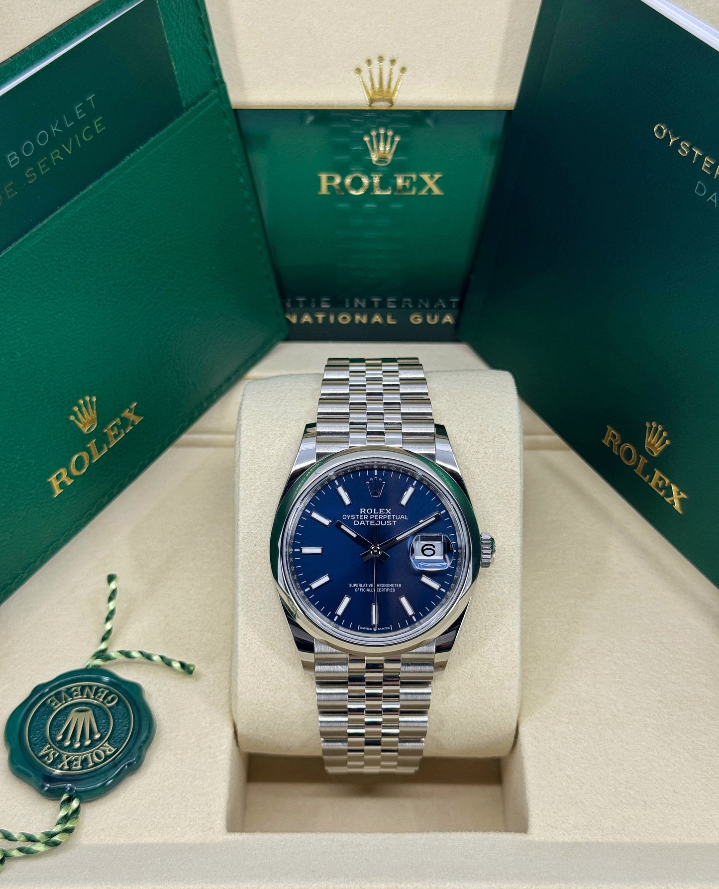 Rolex Datejust 36mm, Stainless Steel, Blue, Jubilee, Ref# 126200-0005, dated 2025