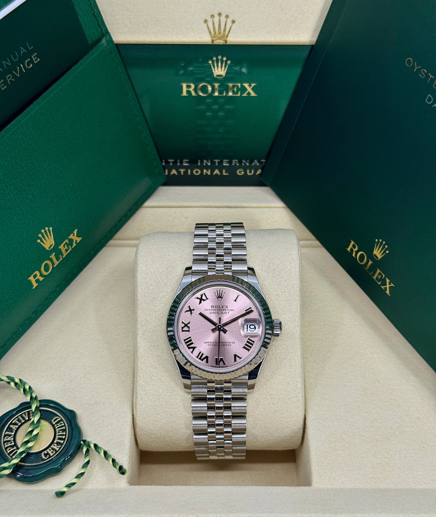 Rolex Datejust 31mm, Stainless Steel, Pink Roman, Jubilee, Ref# 278274-0020, dated 2025