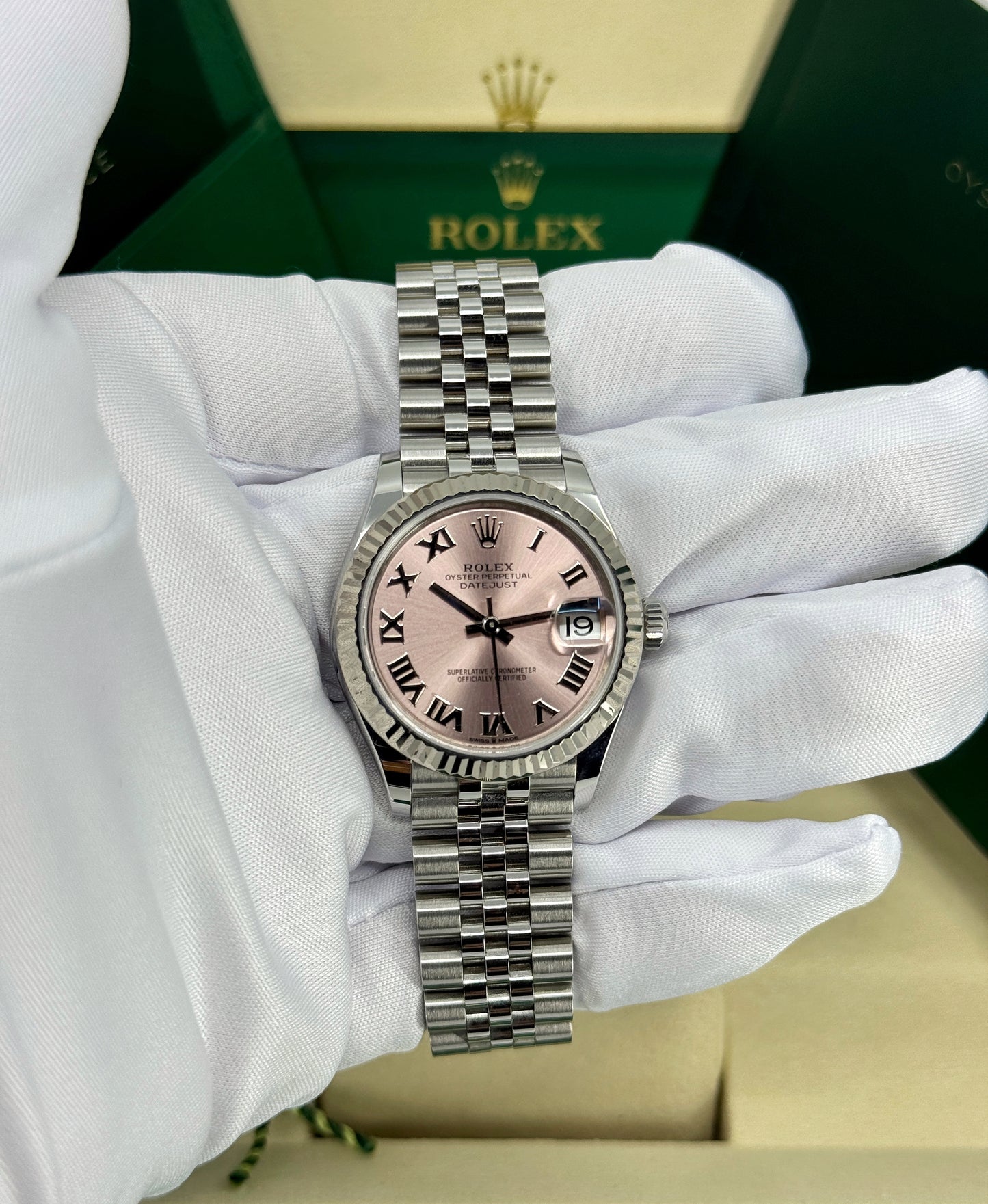 Rolex Datejust 31mm, Stainless Steel, Pink Roman, Jubilee, Ref# 278274-0020, dated 2025