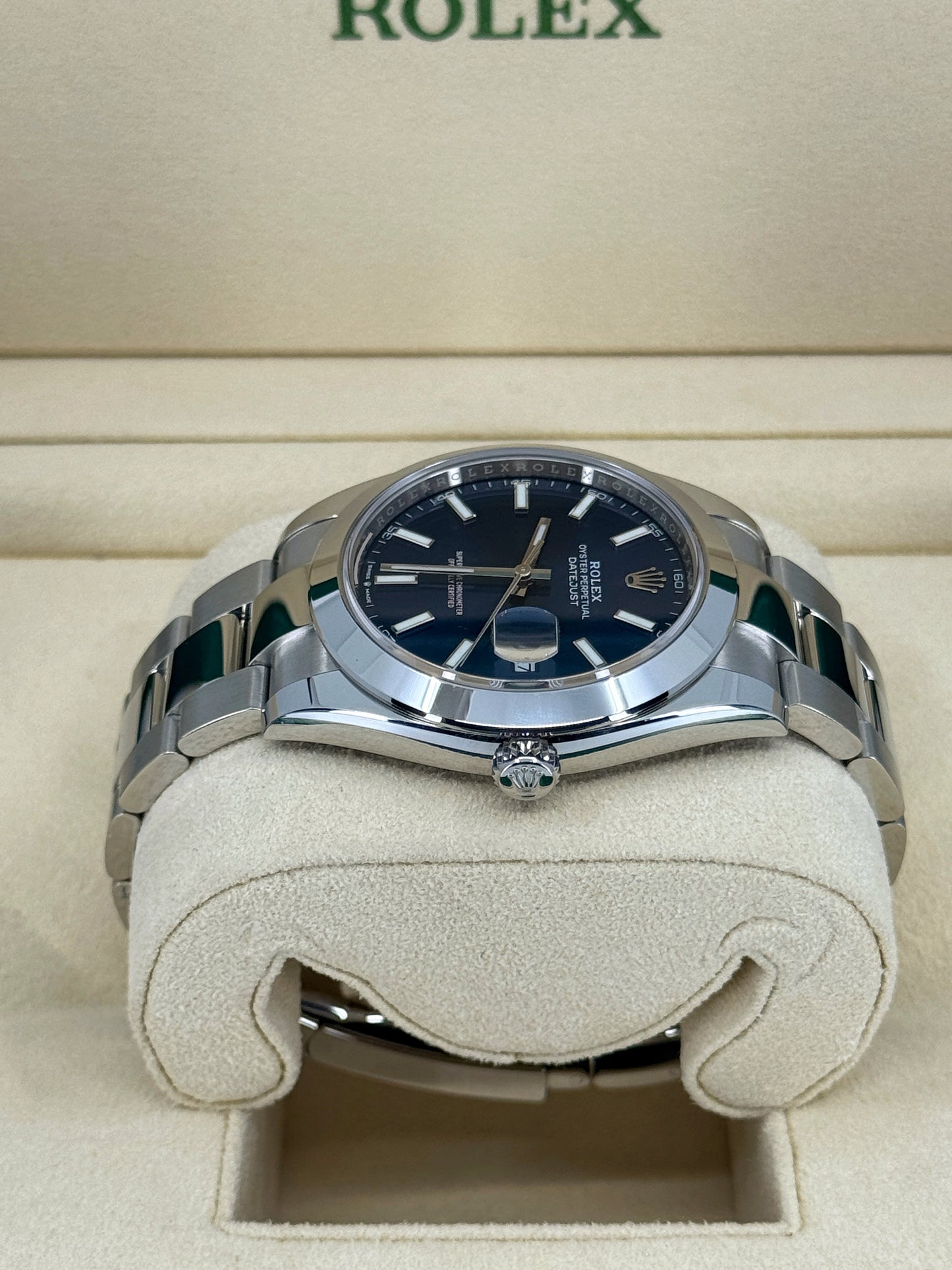 Pre-owned Rolex Datejust 41mm, Stainless Steel, Blue, Oyster, Ref# 126300-0001, dated 2024