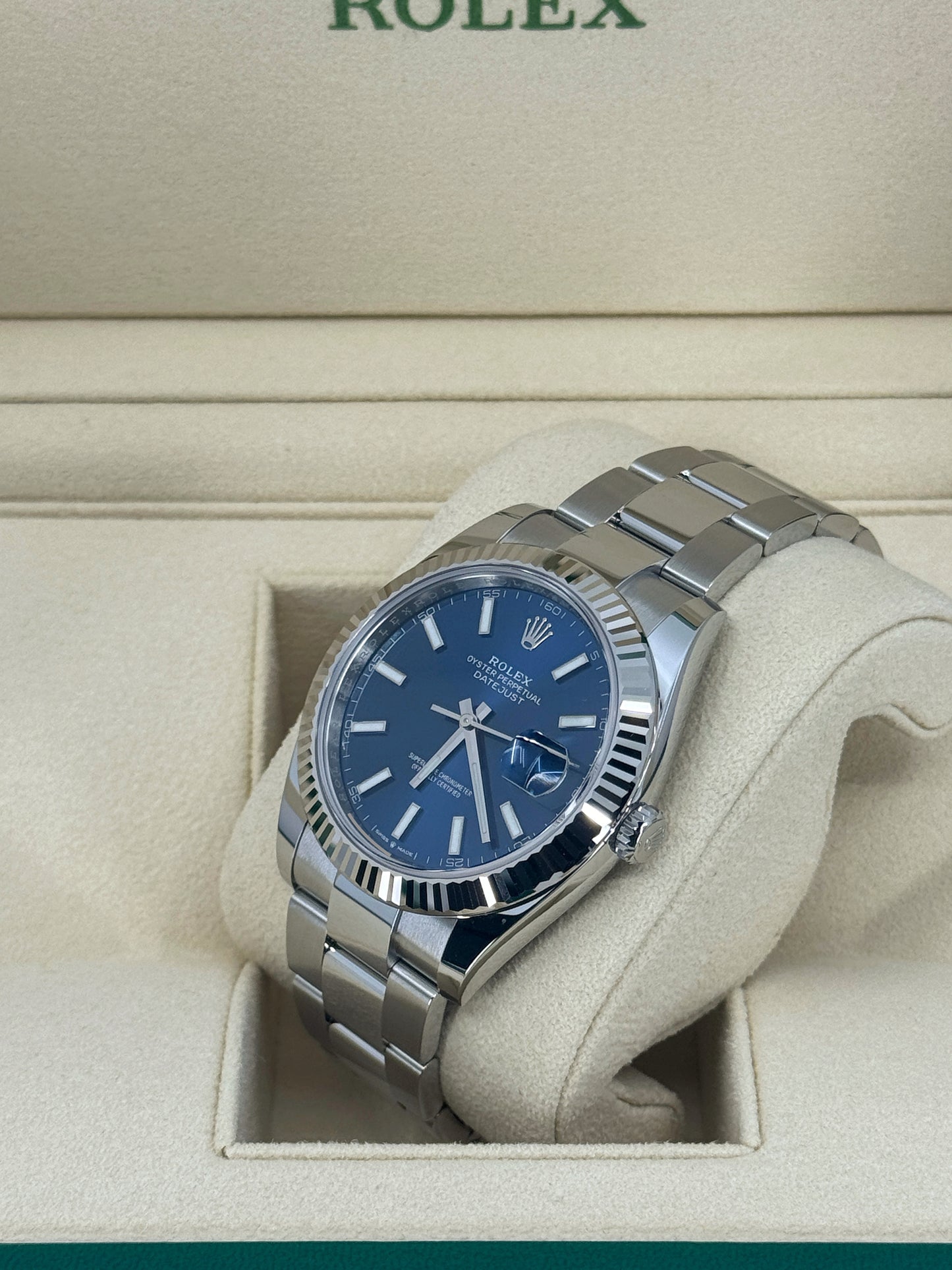 Pre-owned Rolex Datejust 41mm, Stainless Steel, Blue, Oyster, Ref# 126334-0001, dated 2024