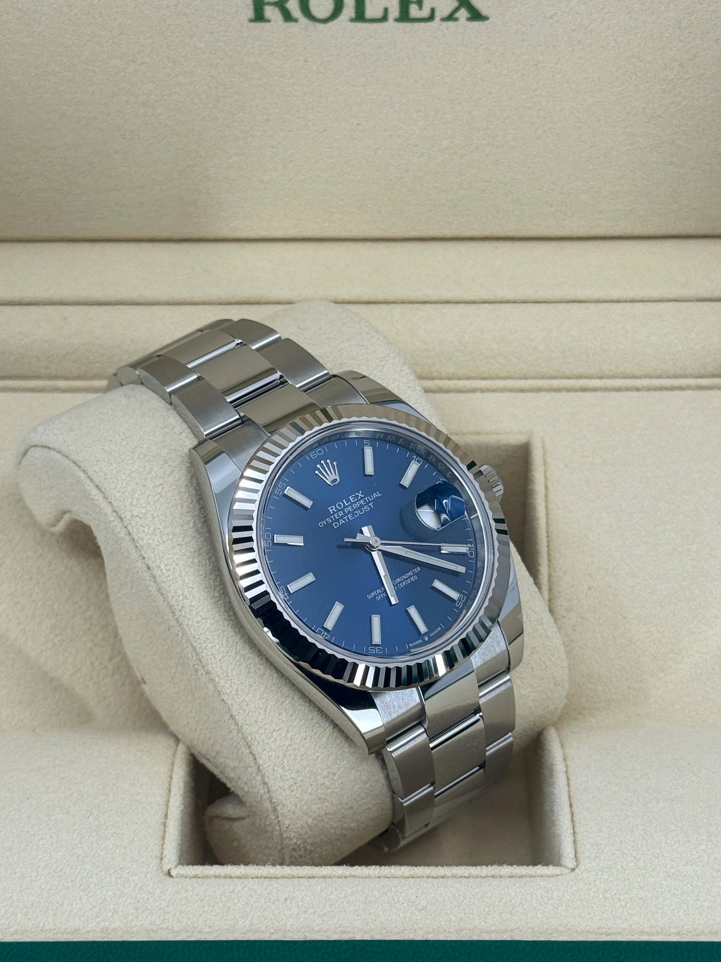 Pre-owned Rolex Datejust 41mm, Stainless Steel, Blue, Oyster, Ref# 126334-0001, dated 2024