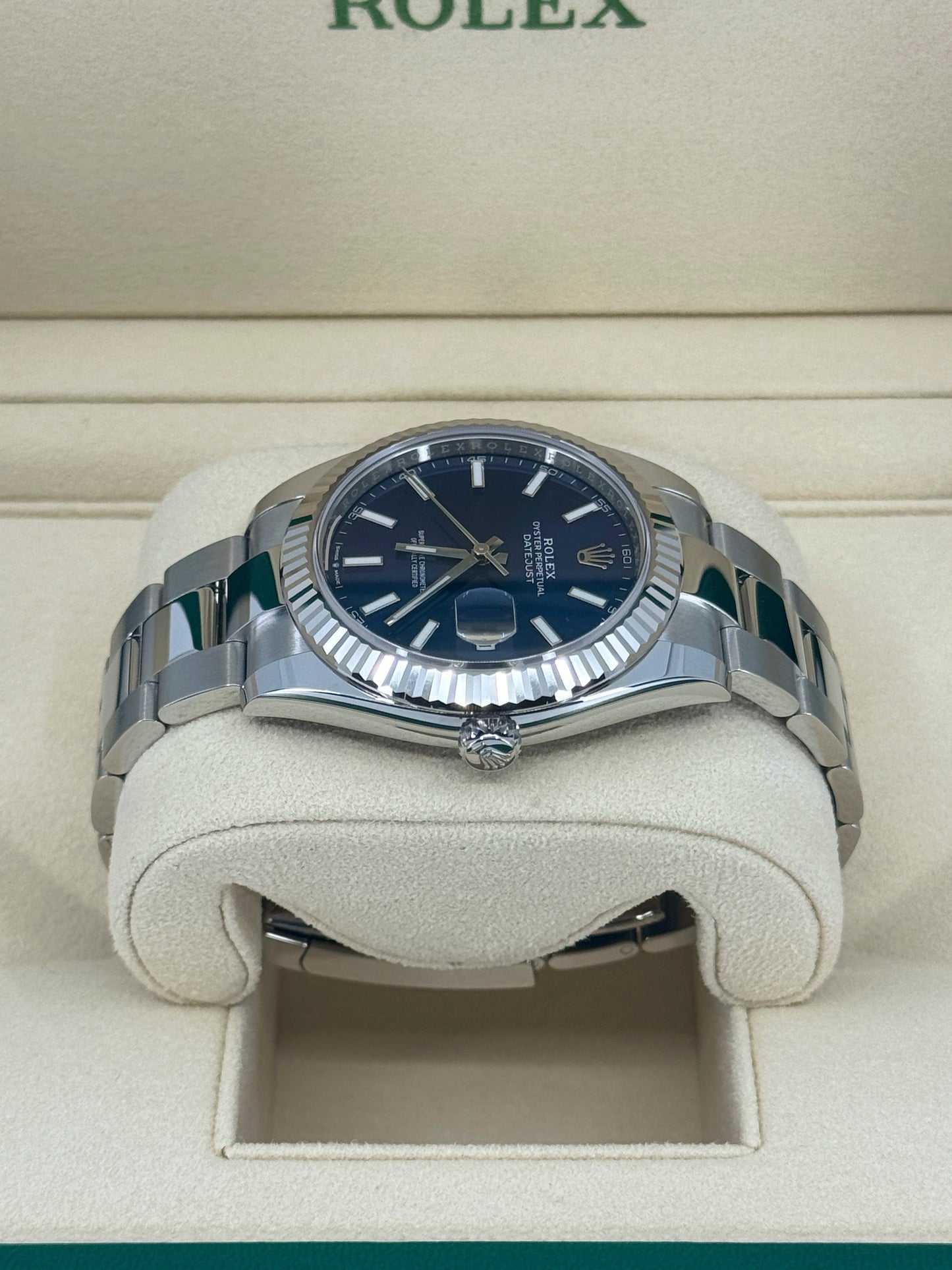 Pre-owned Rolex Datejust 41mm, Stainless Steel, Blue, Oyster, Ref# 126334-0001, dated 2024
