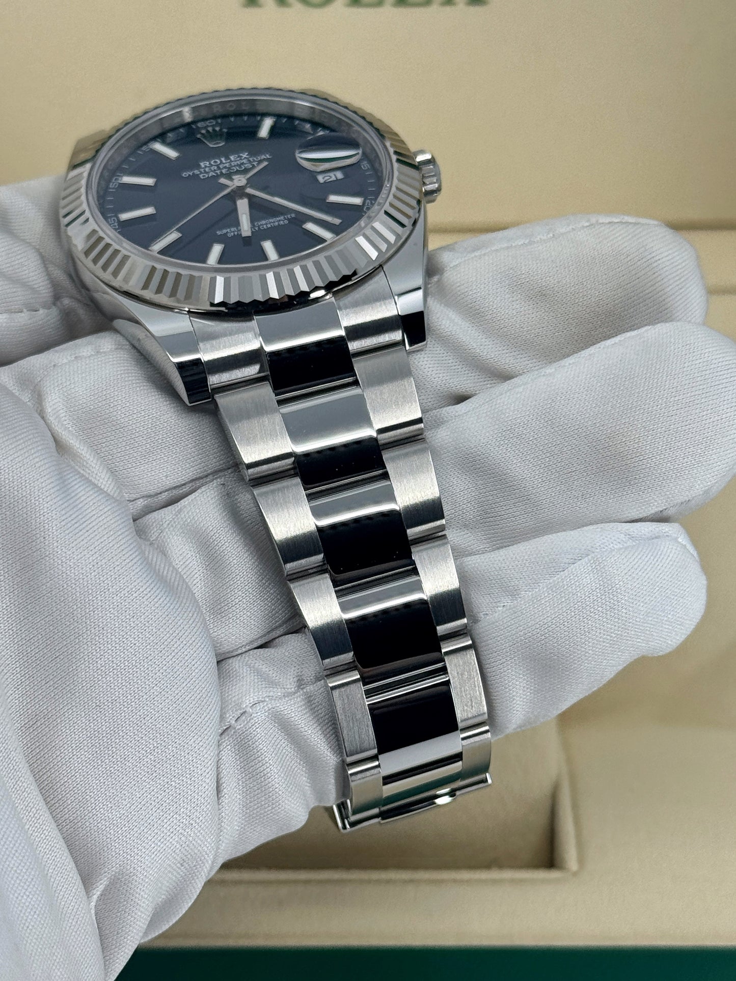 Pre-owned Rolex Datejust 41mm, Stainless Steel, Blue, Oyster, Ref# 126334-0001, dated 2024