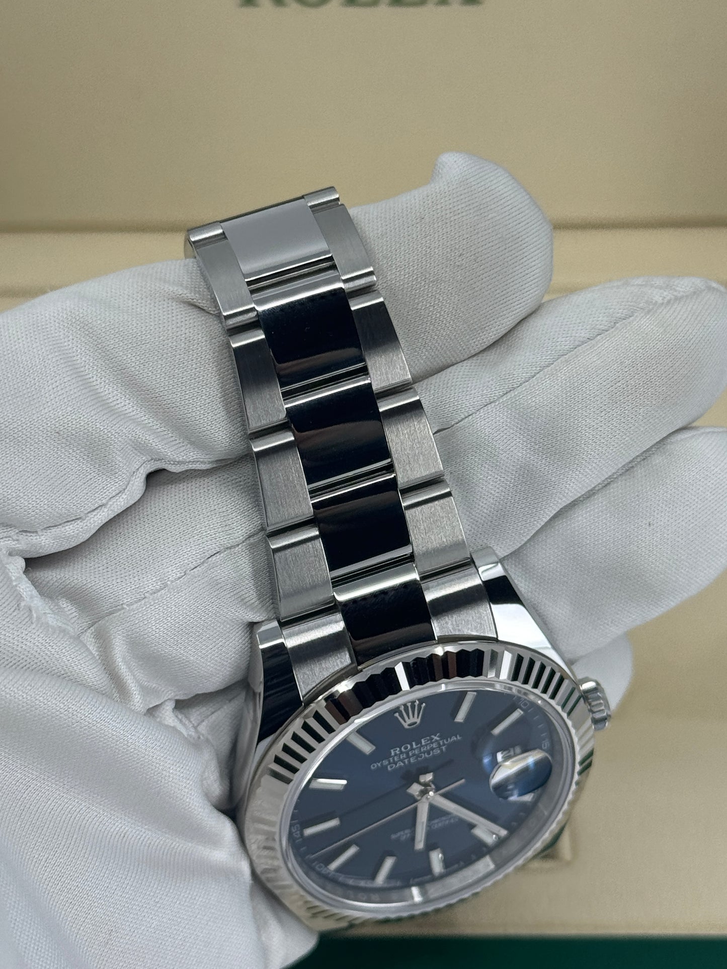 Pre-owned Rolex Datejust 41mm, Stainless Steel, Blue, Oyster, Ref# 126334-0001, dated 2024