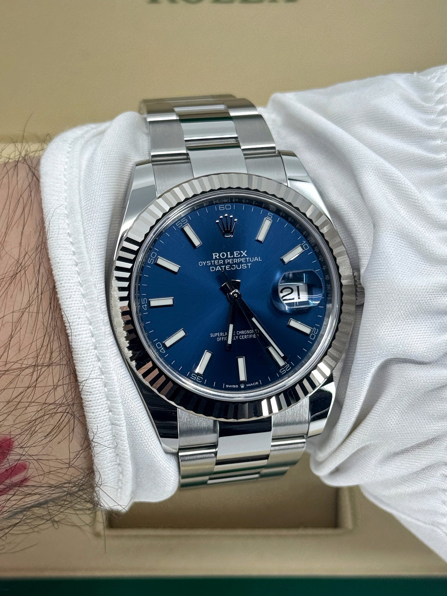 Pre-owned Rolex Datejust 41mm, Stainless Steel, Blue, Oyster, Ref# 126334-0001, dated 2024