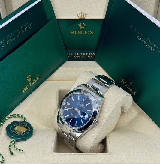 Rolex Datejust 41mm, Stainless Steel, Blue, Oyster, Ref# 126300-0001, dated 2025
