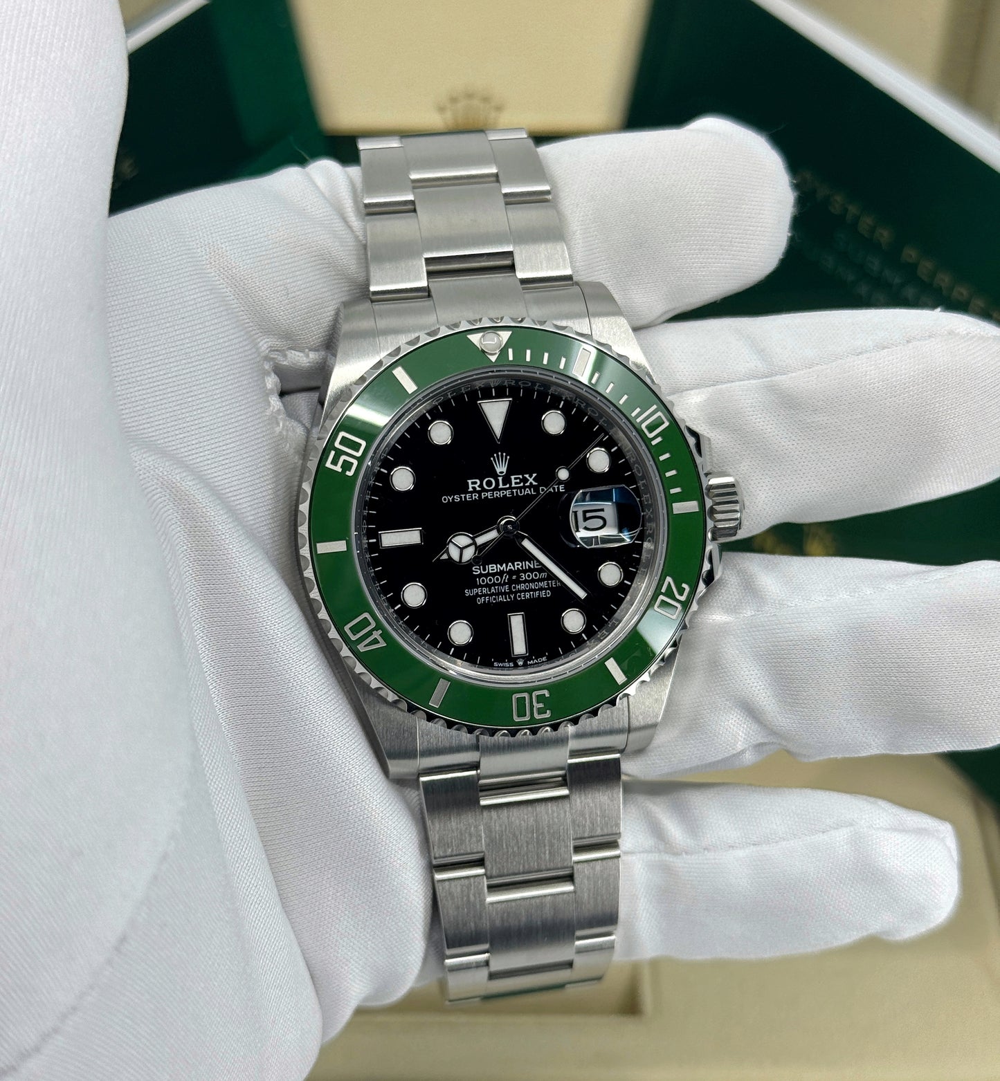 Rolex Submariner 41mm, Date, Stainless Steel, MKII, Kermit/Starbucks, Ref# 126610LV, dated 2025