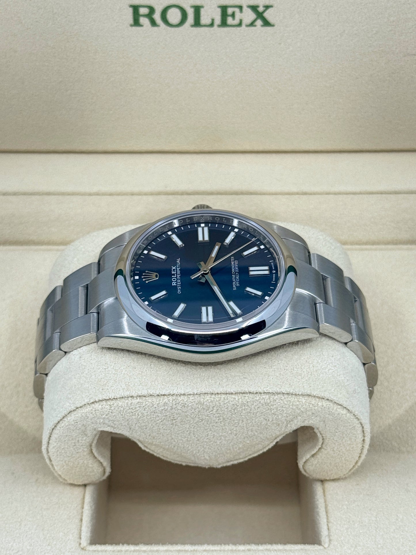 Pre-owned Rolex Oyster Perpetual 41mm, Stainless Steel, Blue, Ref# 124300-0003, dated 2024