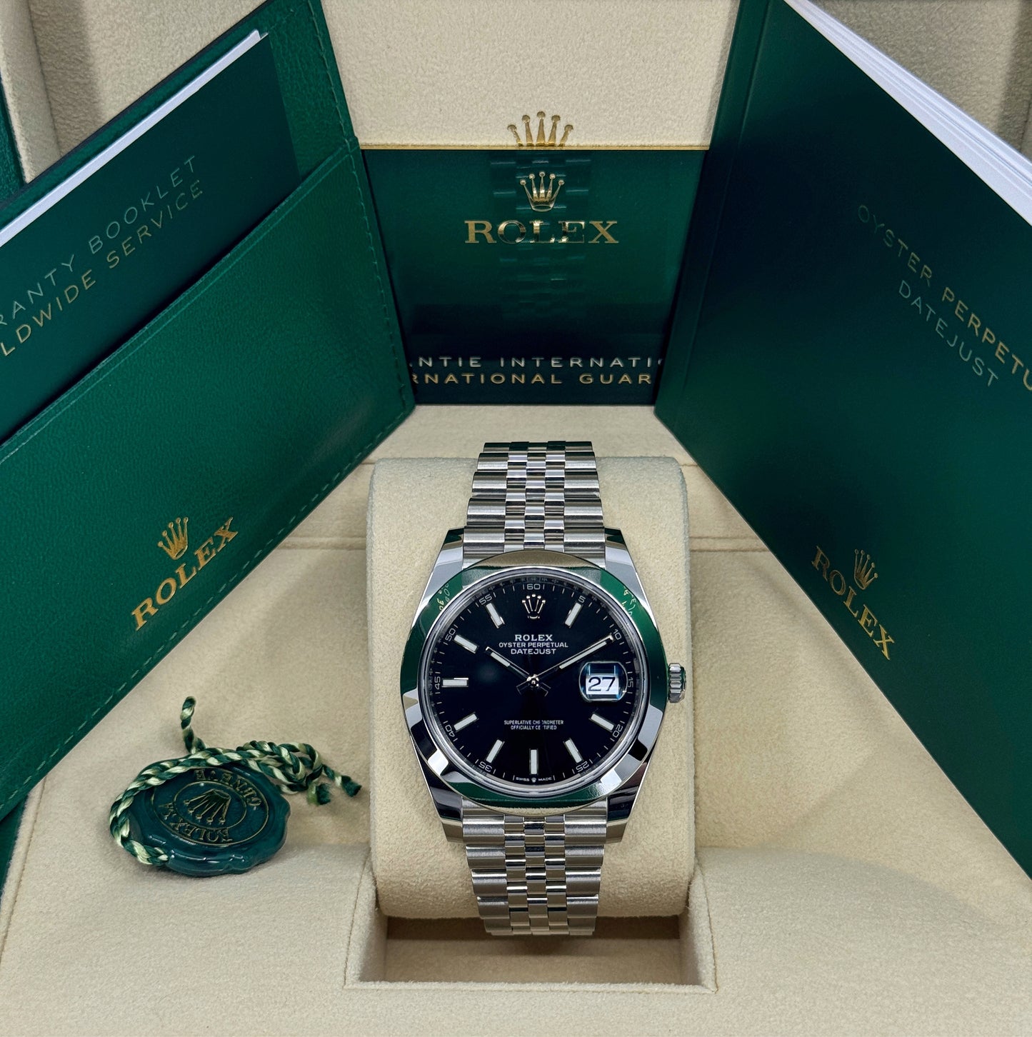 Rolex Datejust 41mm, Stainless Steel, Black, Jubilee, Ref# 126300-0012, dated 2025