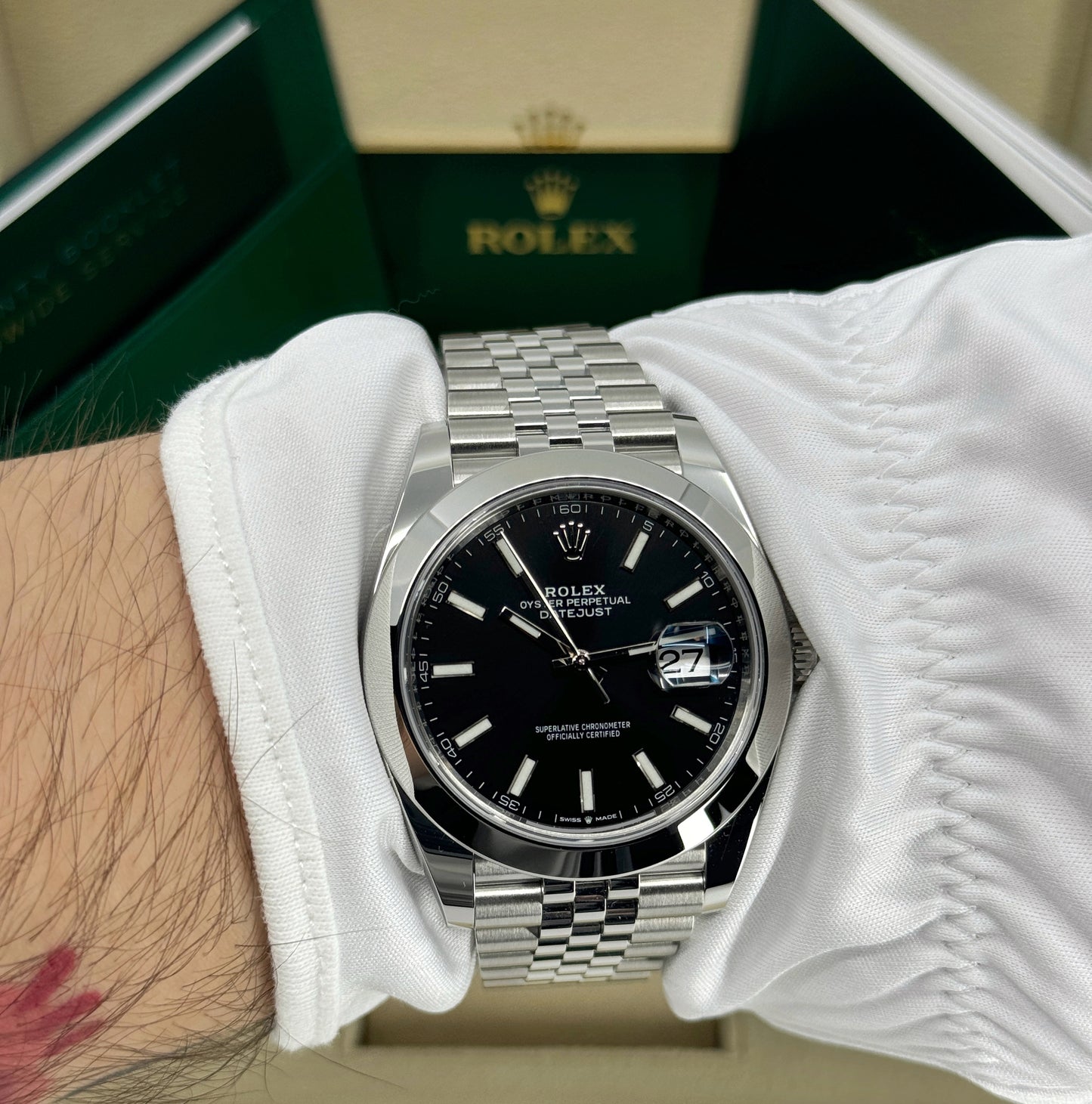 Rolex Datejust 41mm, Stainless Steel, Black, Jubilee, Ref# 126300-0012, dated 2025
