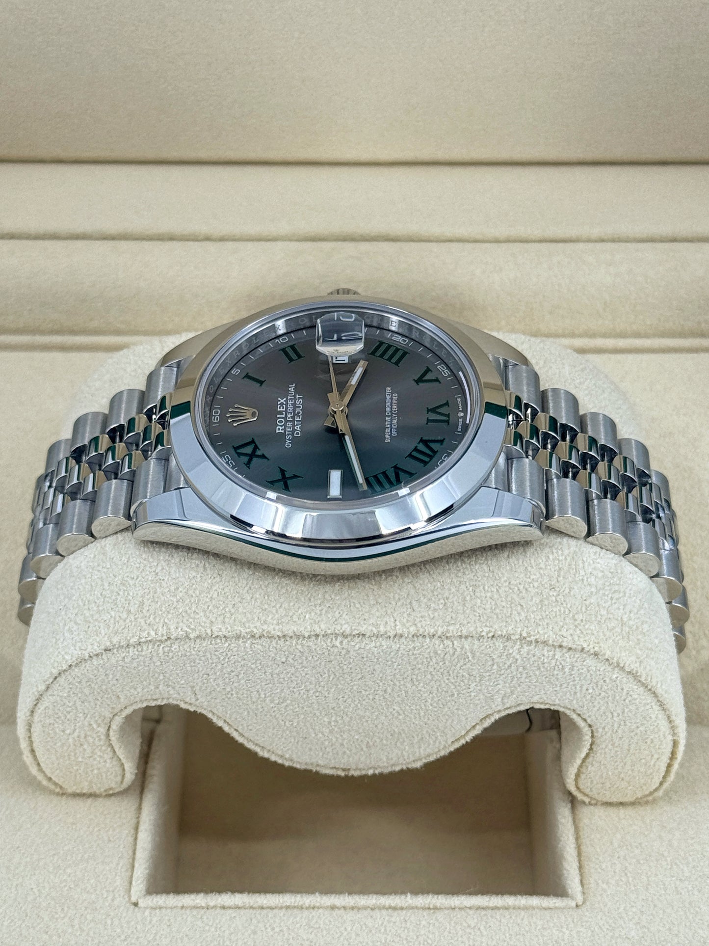 Pre-owned Rolex Datejust 41mm, Stainless Steel, Wimbledon, Slate, Jubilee, Ref# 126300-0014, dated 2024