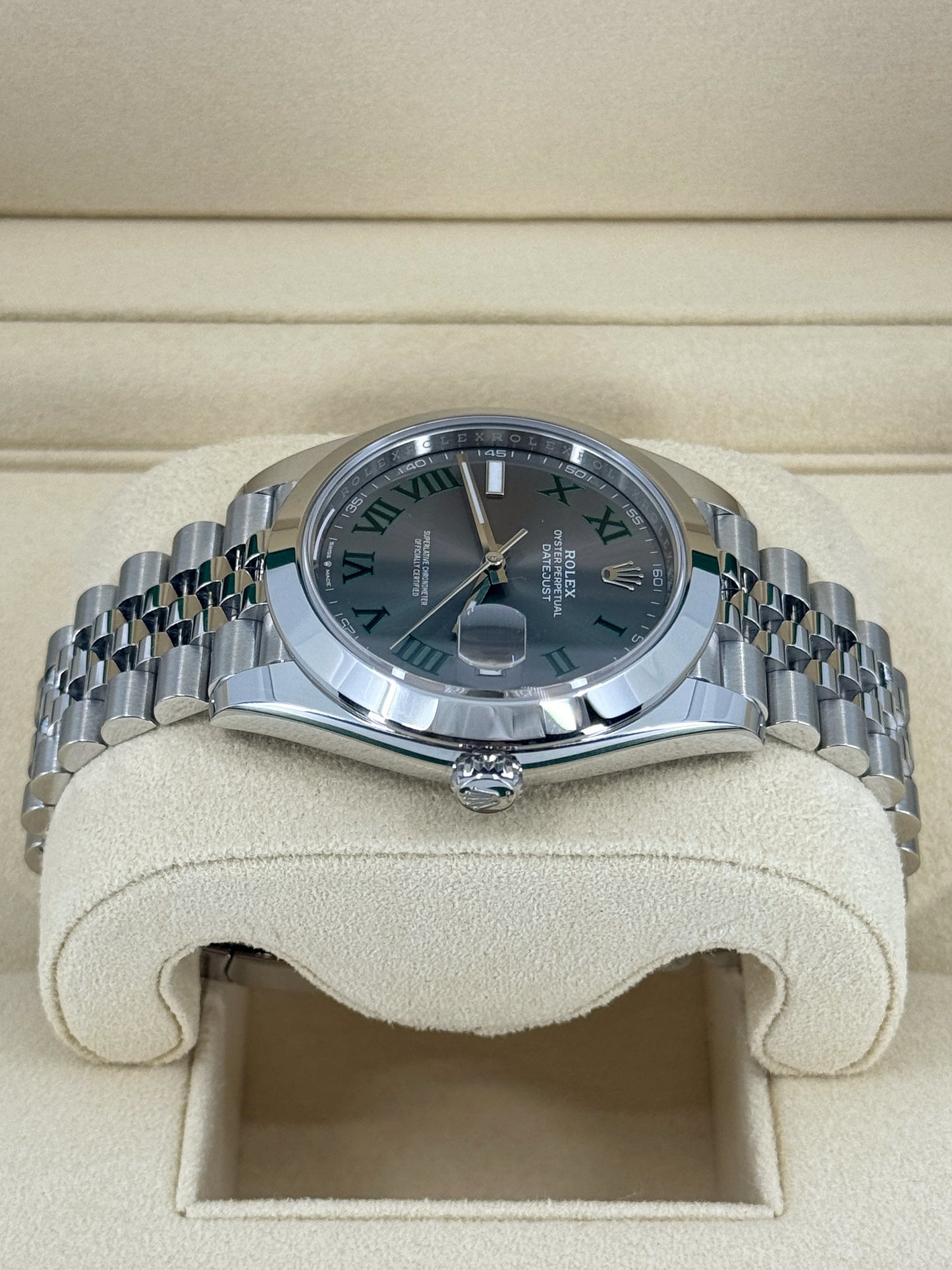 Pre-owned Rolex Datejust 41mm, Stainless Steel, Wimbledon, Slate, Jubilee, Ref# 126300-0014, dated 2024