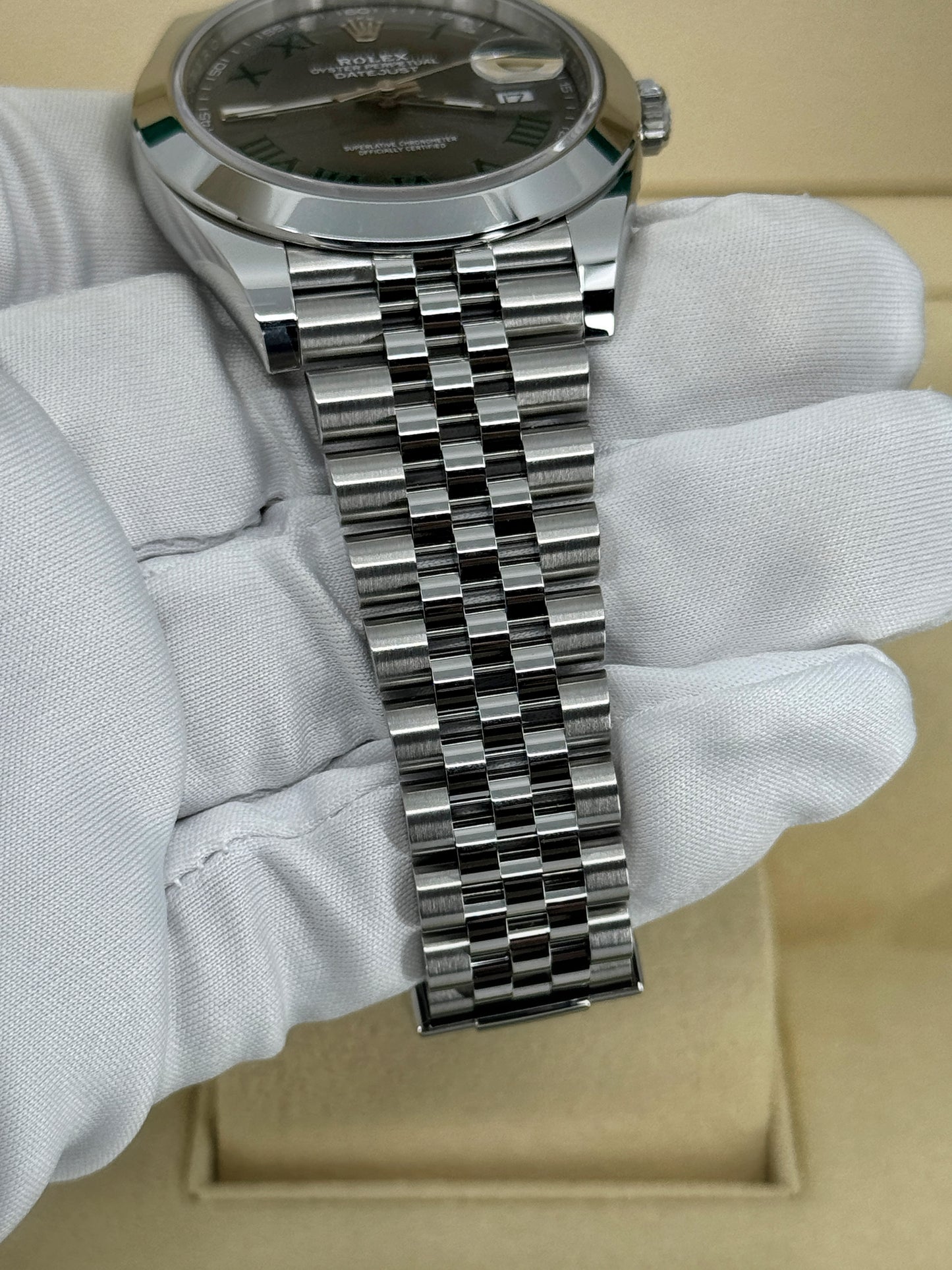 Pre-owned Rolex Datejust 41mm, Stainless Steel, Wimbledon, Slate, Jubilee, Ref# 126300-0014, dated 2024