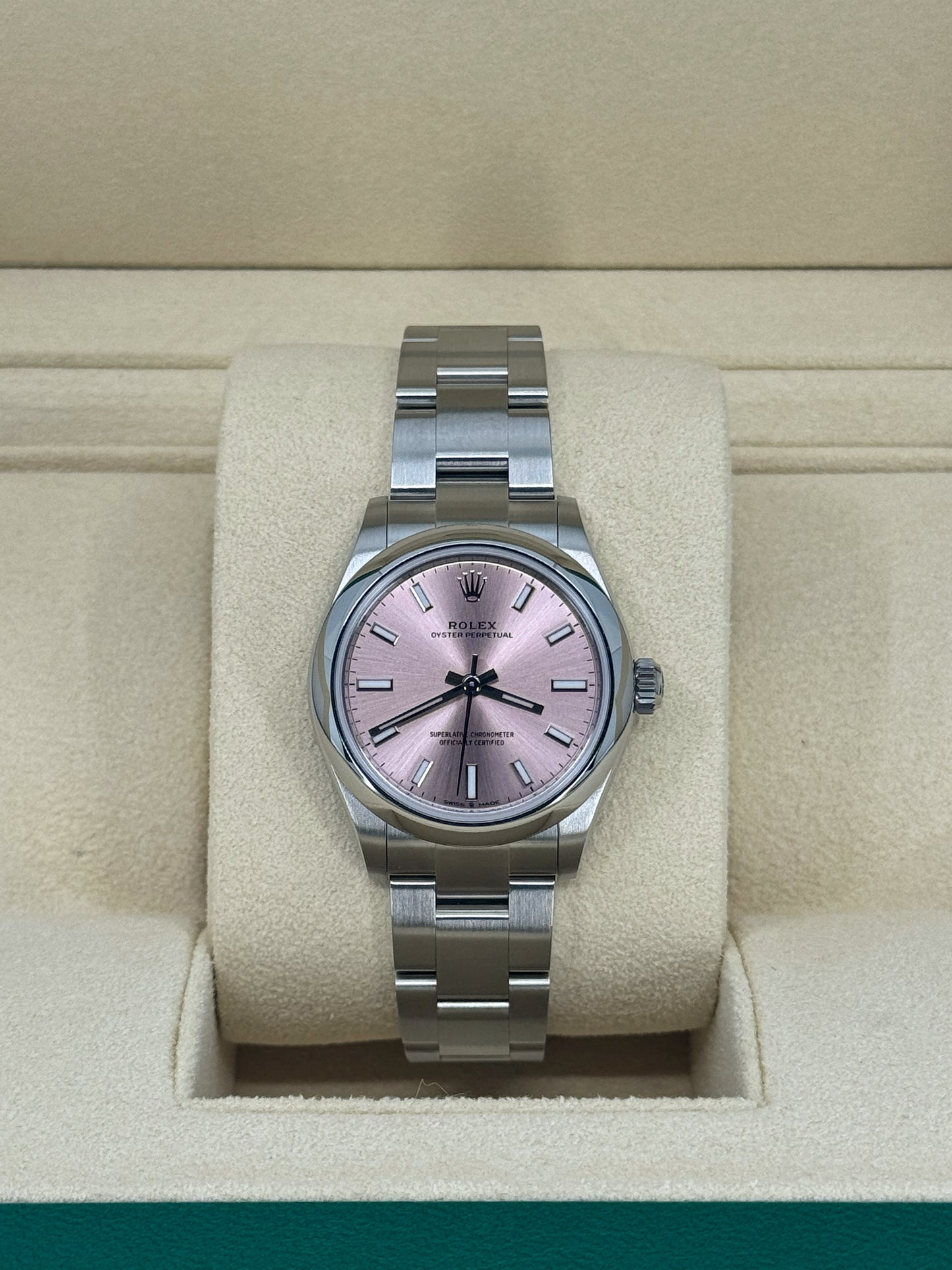 Pre-owned Rolex Oyster Perpetual 31mm, Stainless Steel, Pink, Ref# 277200-0004, dated 2023