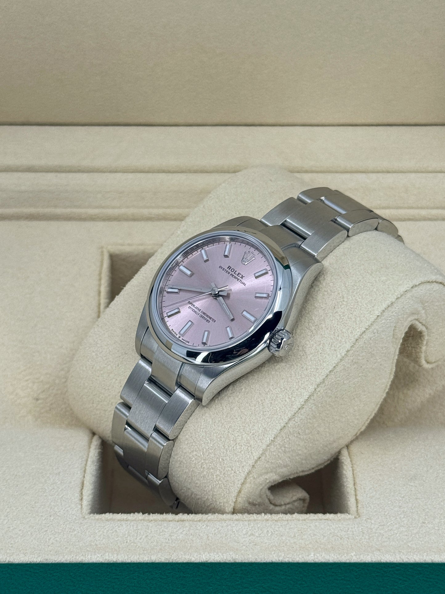 Pre-owned Rolex Oyster Perpetual 31mm, Stainless Steel, Pink, Ref# 277200-0004, dated 2023