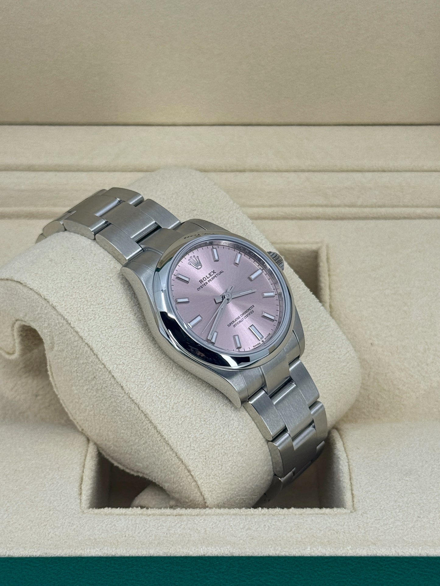 Pre-owned Rolex Oyster Perpetual 31mm, Stainless Steel, Pink, Ref# 277200-0004, dated 2023