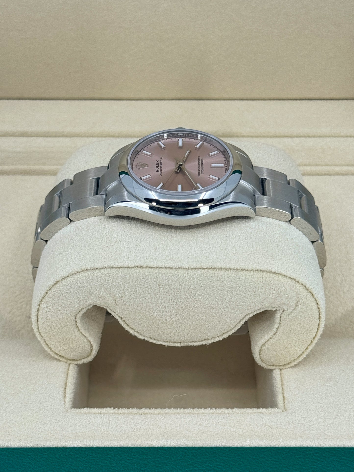 Pre-owned Rolex Oyster Perpetual 31mm, Stainless Steel, Pink, Ref# 277200-0004, dated 2023