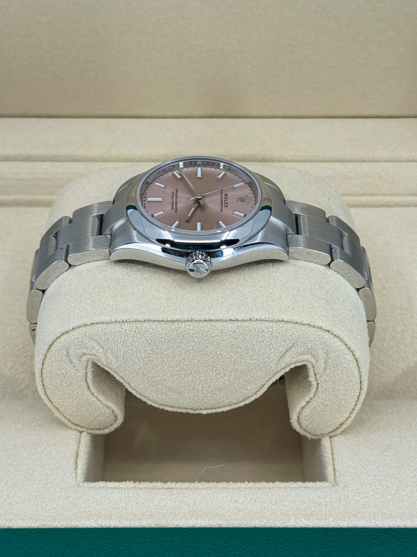 Pre-owned Rolex Oyster Perpetual 31mm, Stainless Steel, Pink, Ref# 277200-0004, dated 2023