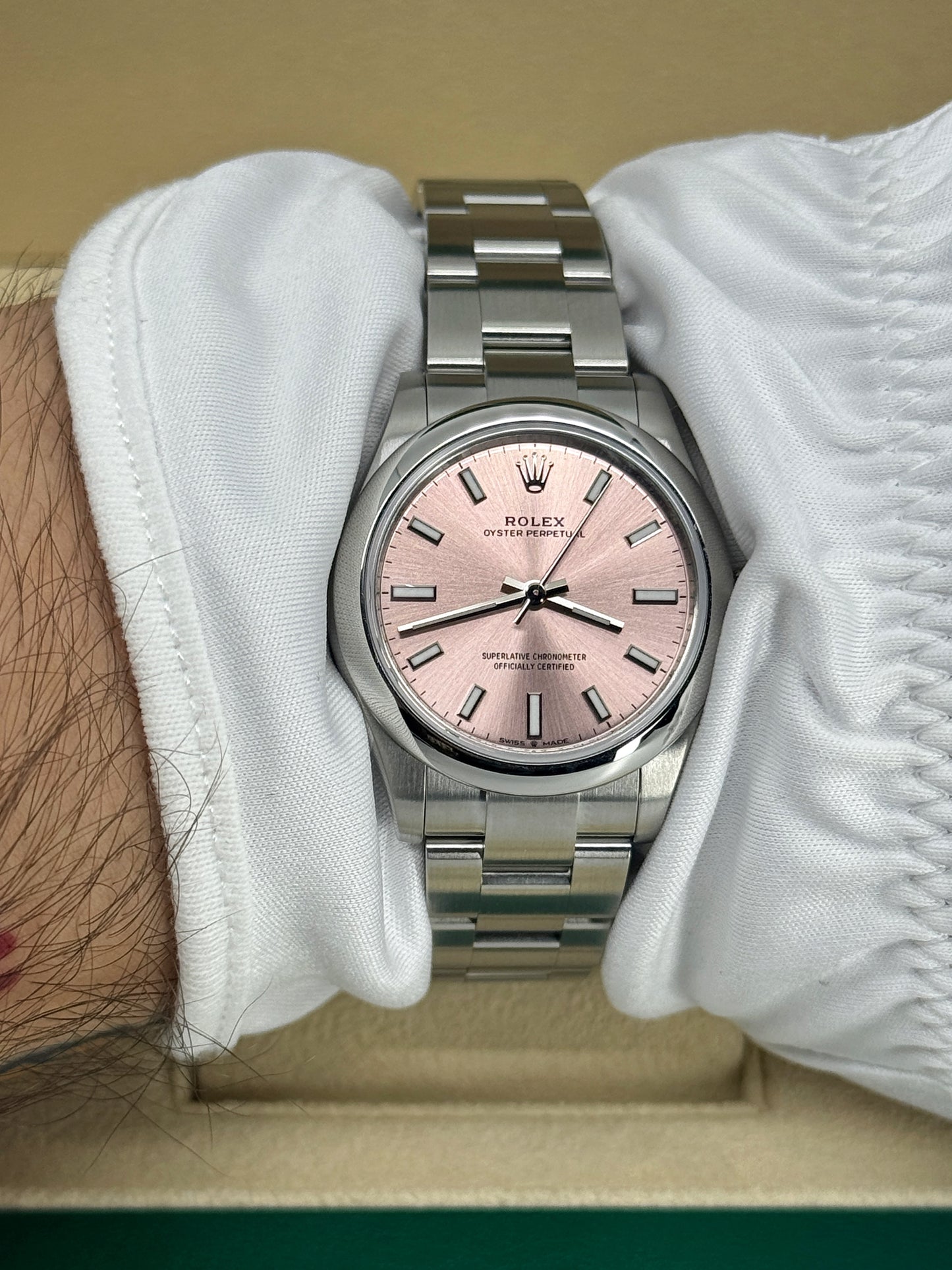 Pre-owned Rolex Oyster Perpetual 31mm, Stainless Steel, Pink, Ref# 277200-0004, dated 2023