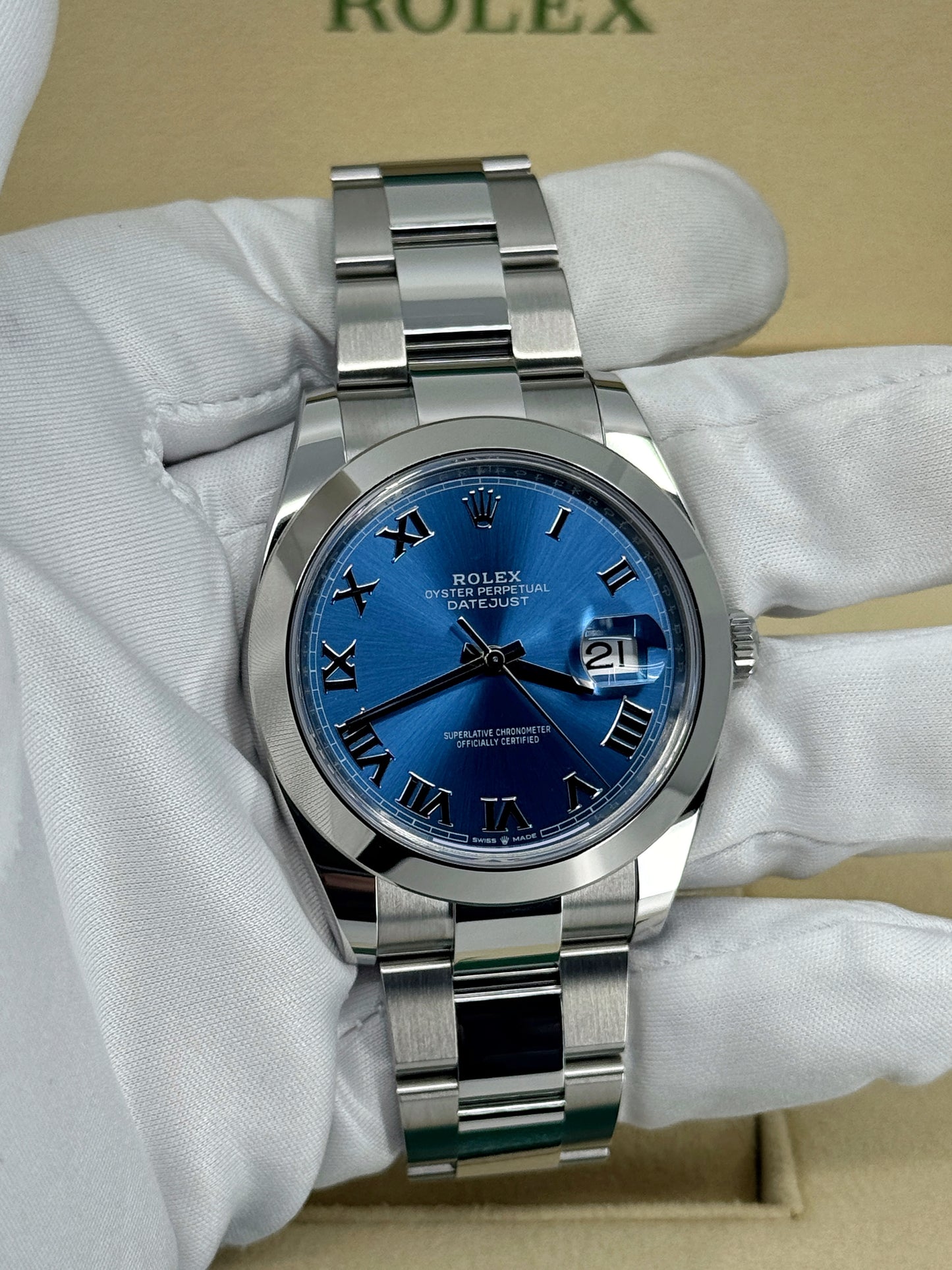 Pre-owned Rolex Datejust 41mm, Stainless Steel, Blue Roman, Oyster, Ref# 126300-0017, dated 2024