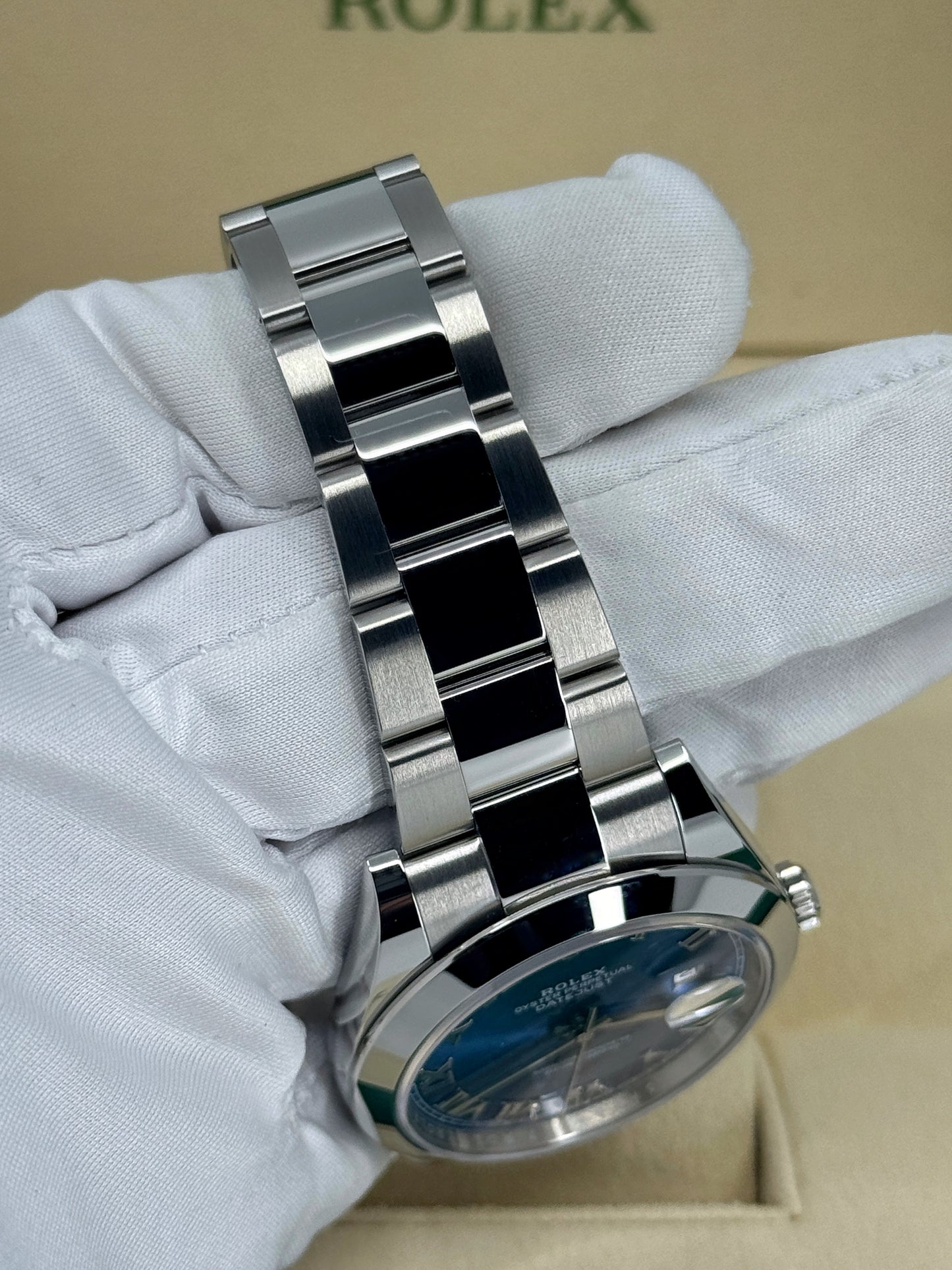 Pre-owned Rolex Datejust 41mm, Stainless Steel, Blue Roman, Oyster, Ref# 126300-0017, dated 2024