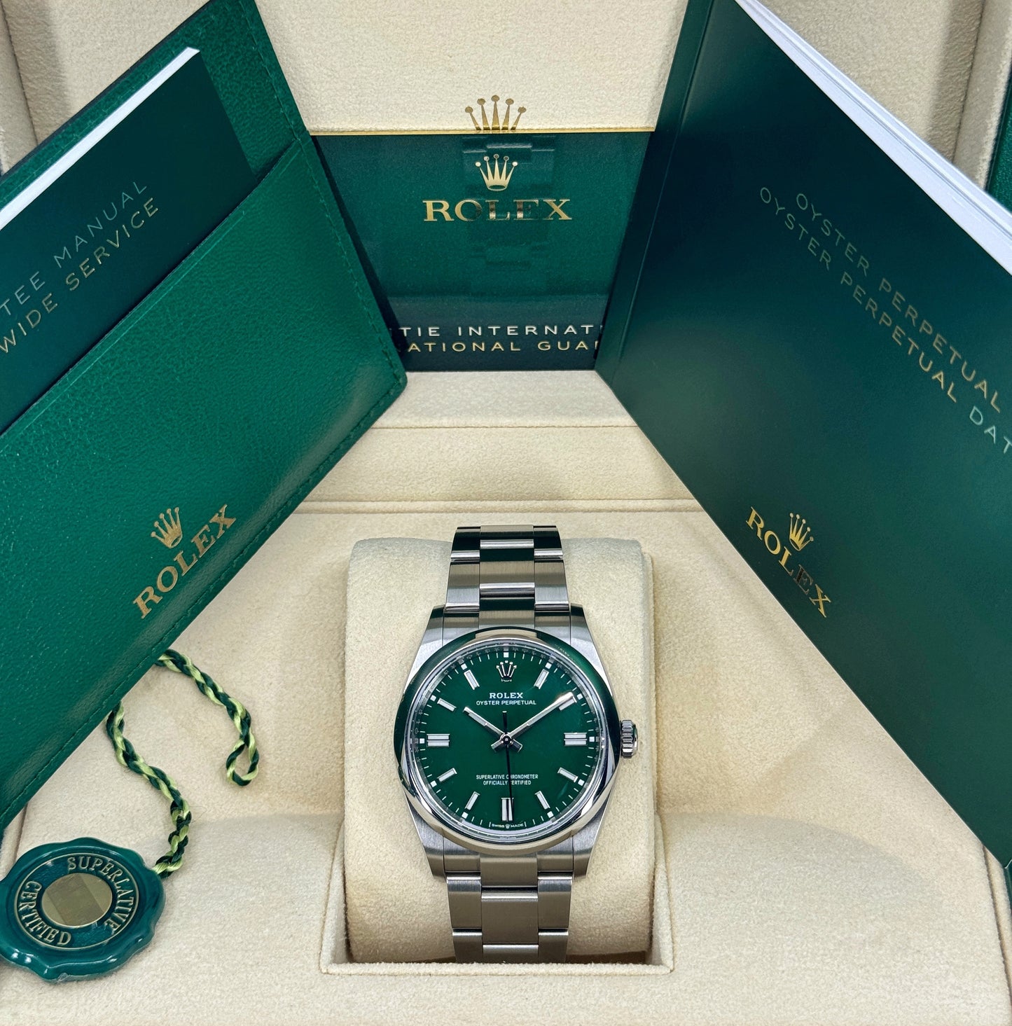 Rolex Oyster Perpetual 36mm, Stainless Steel, Green, Ref# 126000-0005, dated 2025