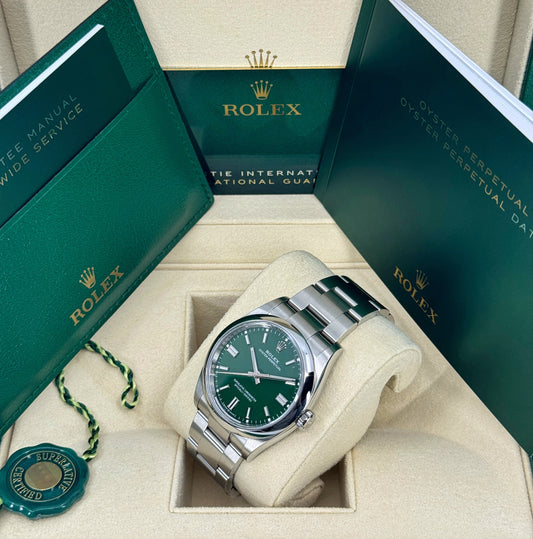 Rolex Oyster Perpetual 36mm, Stainless Steel, Green, Ref# 126000-0005, dated 2025