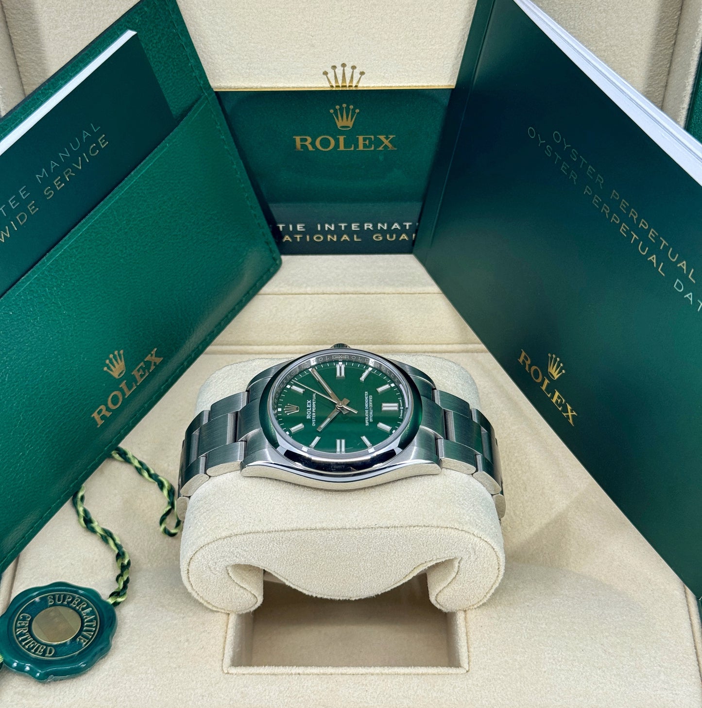 Rolex Oyster Perpetual 36mm, Stainless Steel, Green, Ref# 126000-0005, dated 2025