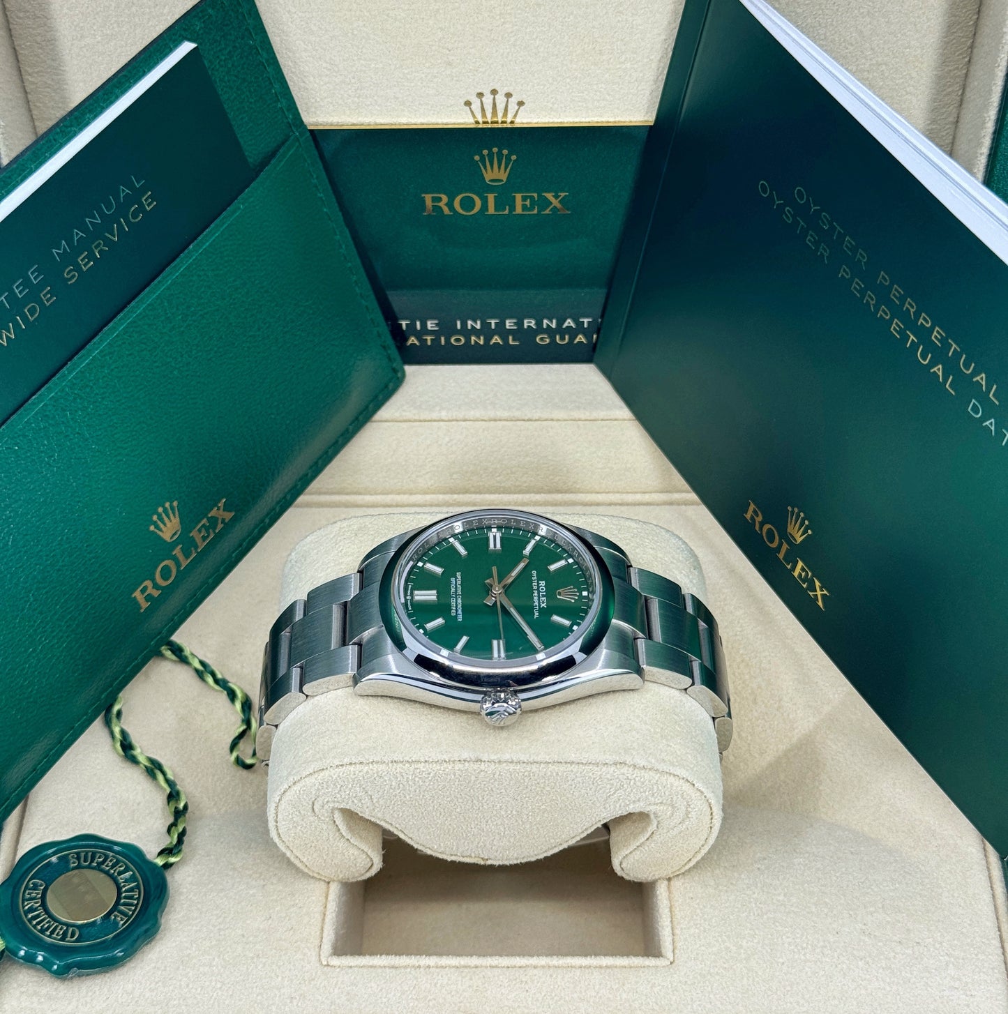 Rolex Oyster Perpetual 36mm, Stainless Steel, Green, Ref# 126000-0005, dated 2025
