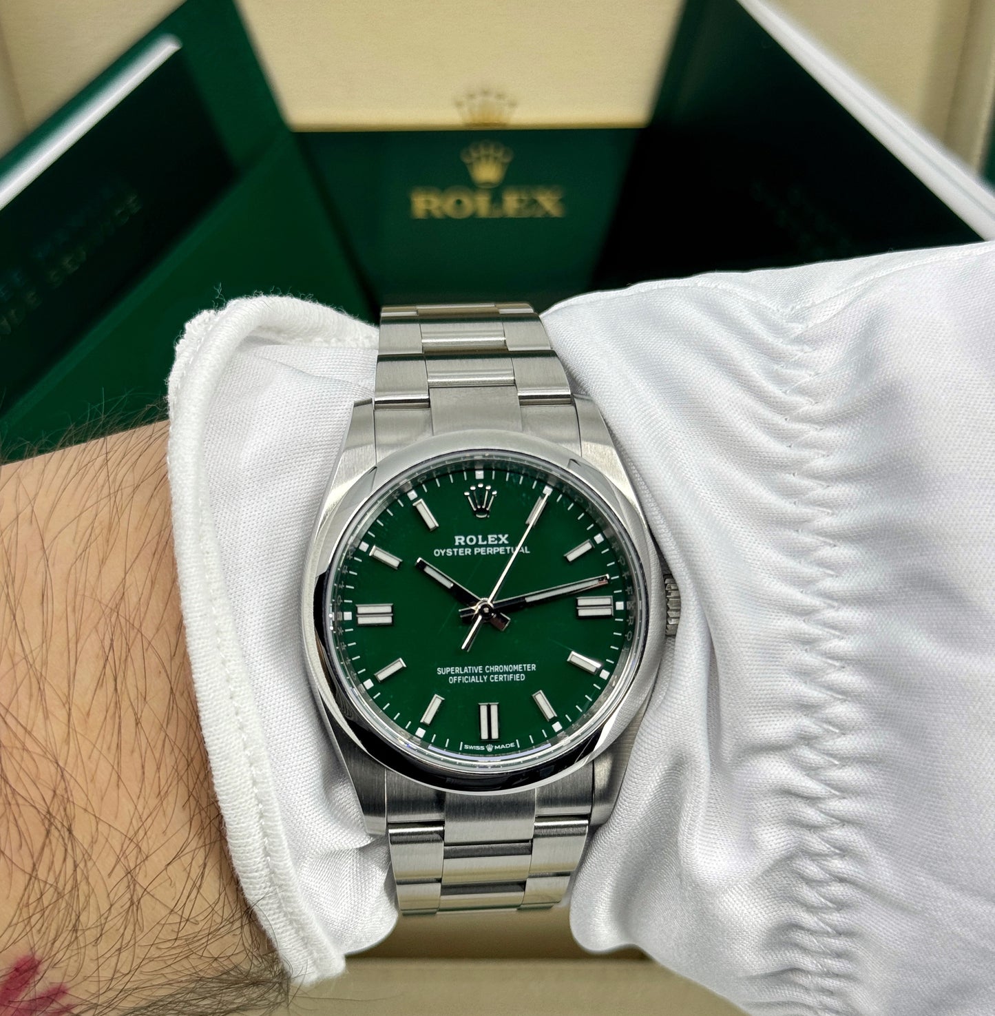 Rolex Oyster Perpetual 36mm, Stainless Steel, Green, Ref# 126000-0005, dated 2025